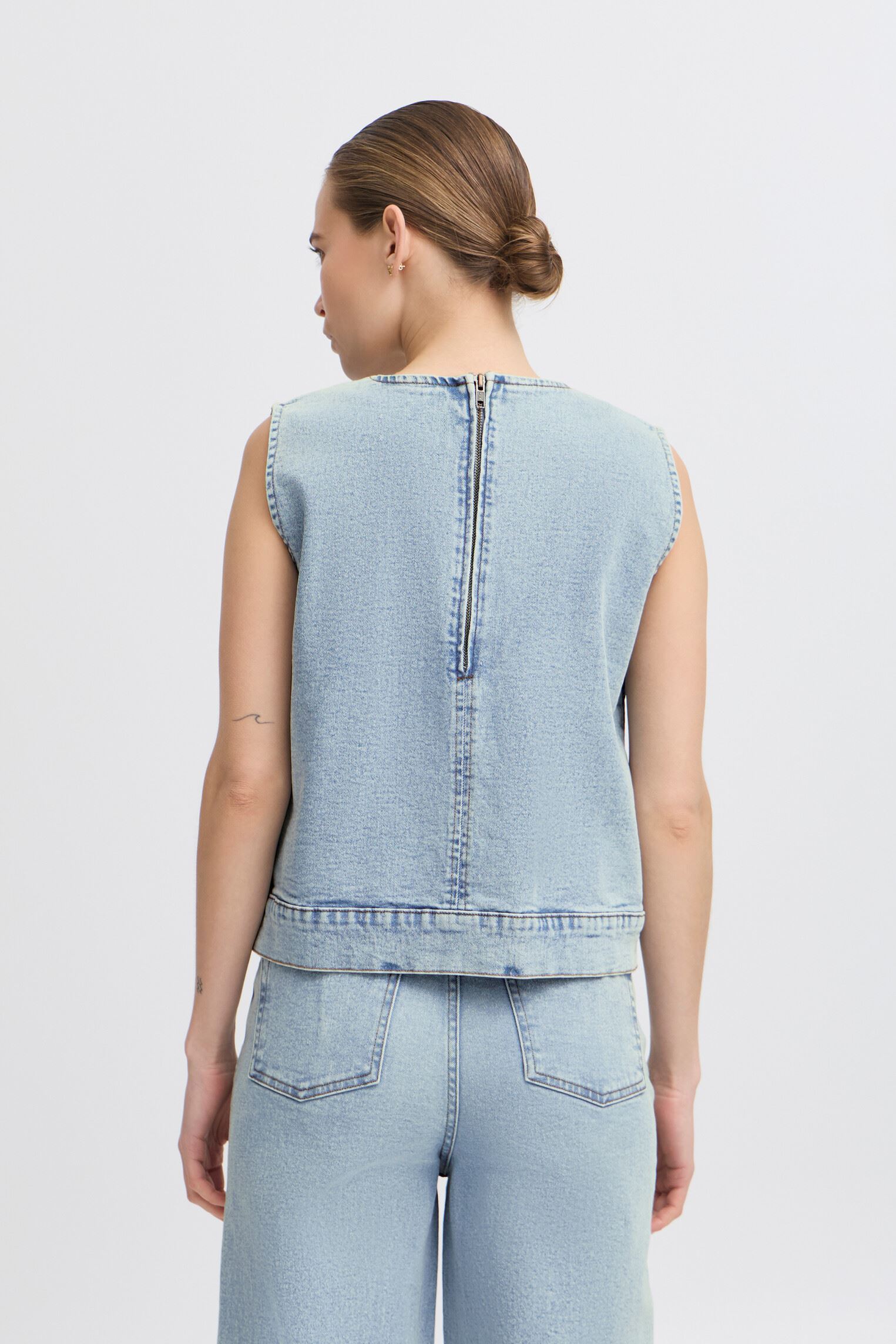Tops IHARMIOS TO dames blauw Ichi Tops IHARMIOS TO dames blauw Light blue washed