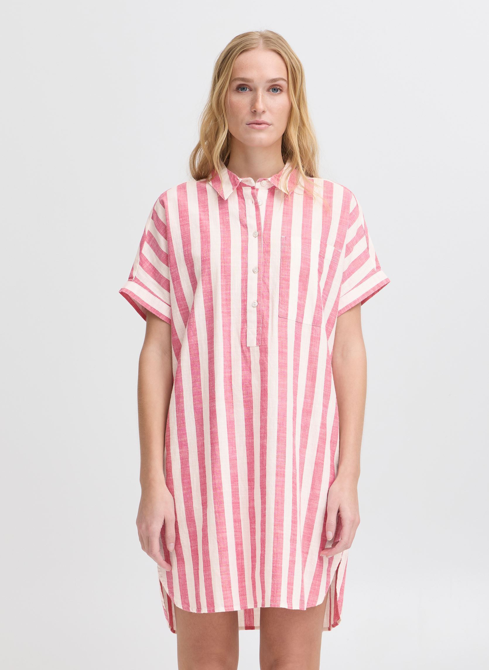 Robes IHLOLIA DR femme rose Ichi Robes IHLOLIA DR femme rose Bright Rose/White Stripe