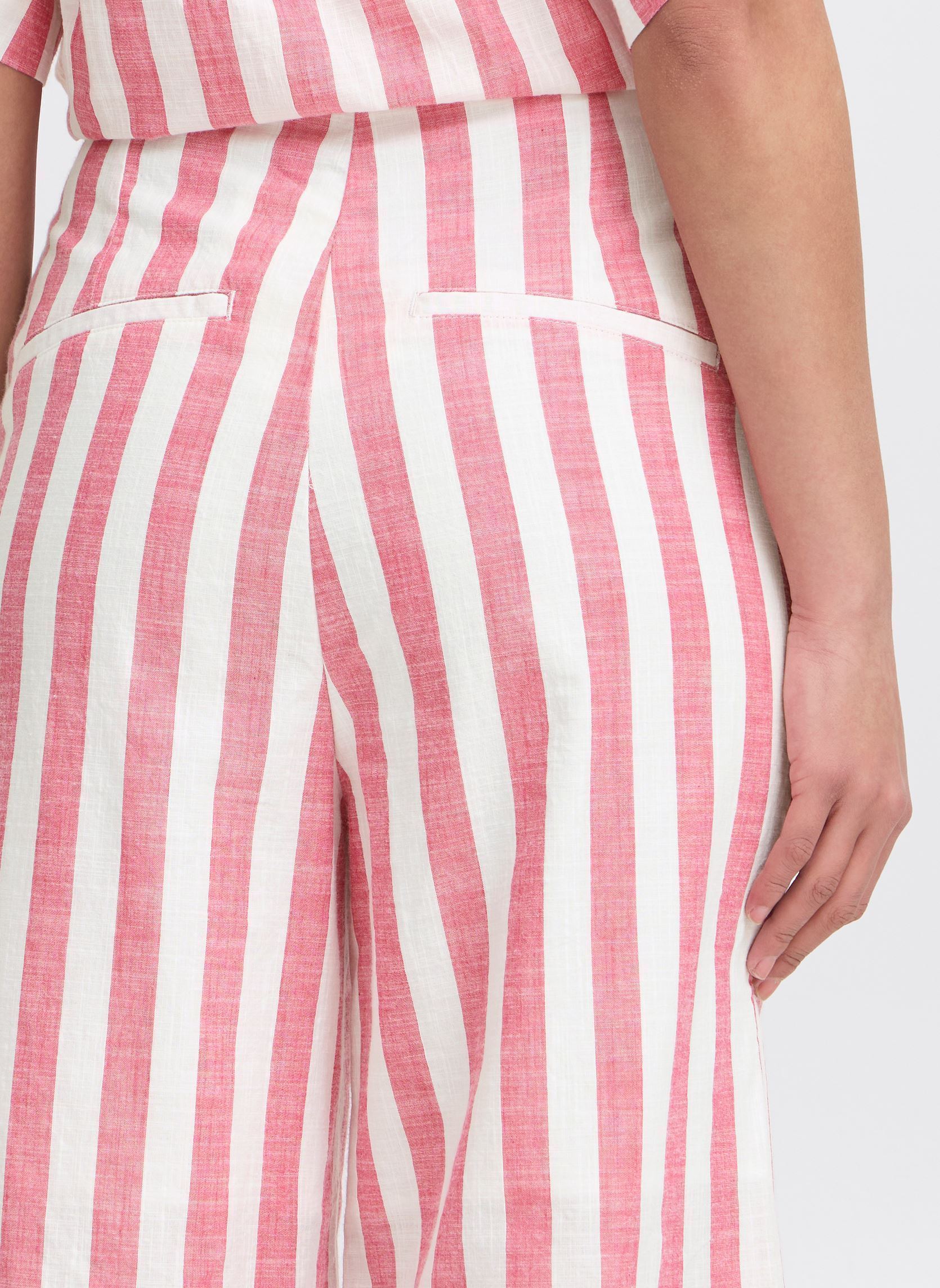 Pantalons larges IHLOLIA PA femme rose Ichi Pantalons larges IHLOLIA PA femme rose Bright Rose/White Stripe