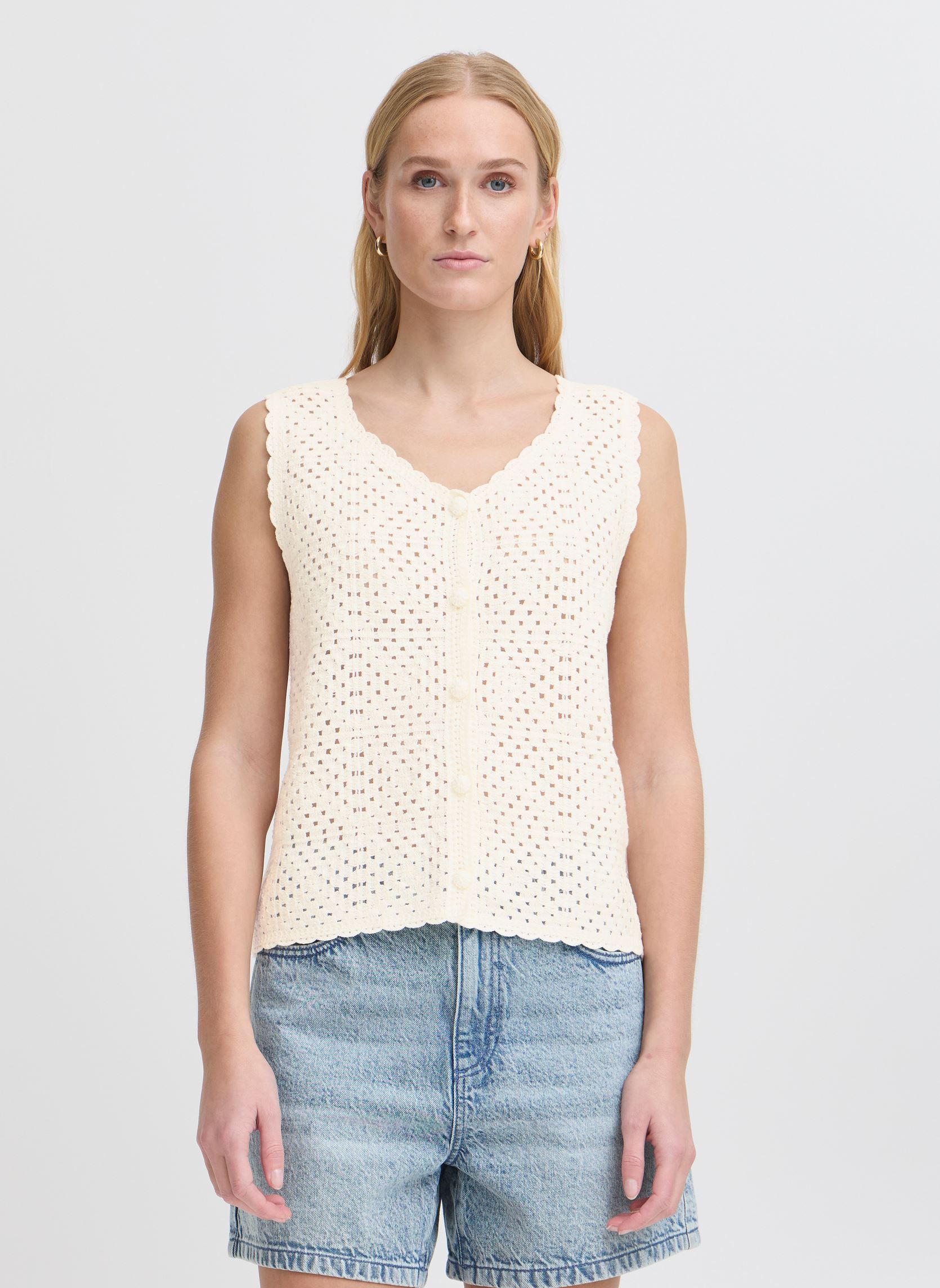 Débardeurs IHBANDIE WA femme blanc Ichi Débardeurs IHBANDIE WA femme blanc BIRCH