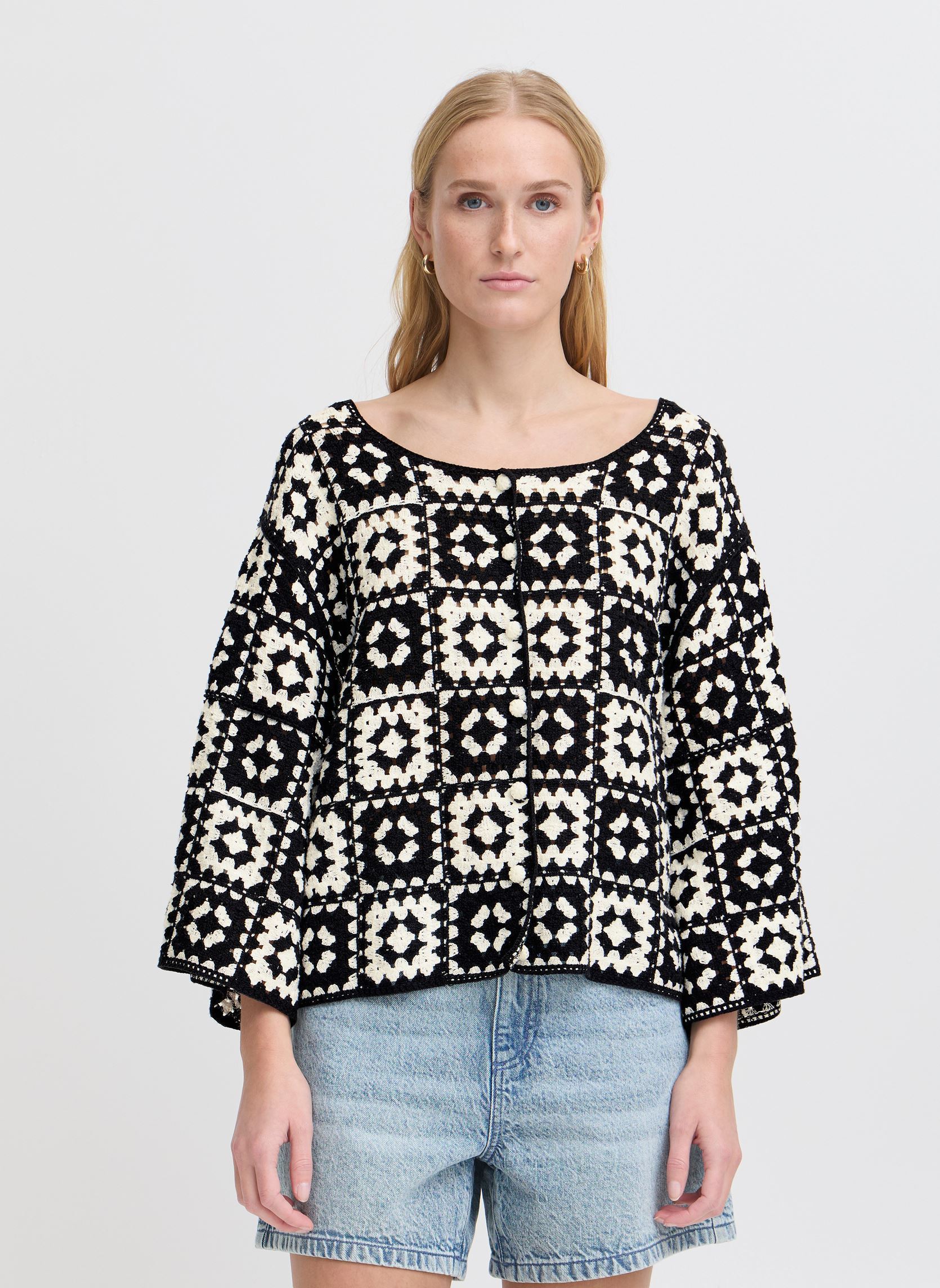 Blouses manches longues IHBANDIE CA femme beige Ichi Blouses manches longues IHBANDIE CA femme beige BIRCH WITH BLACK
