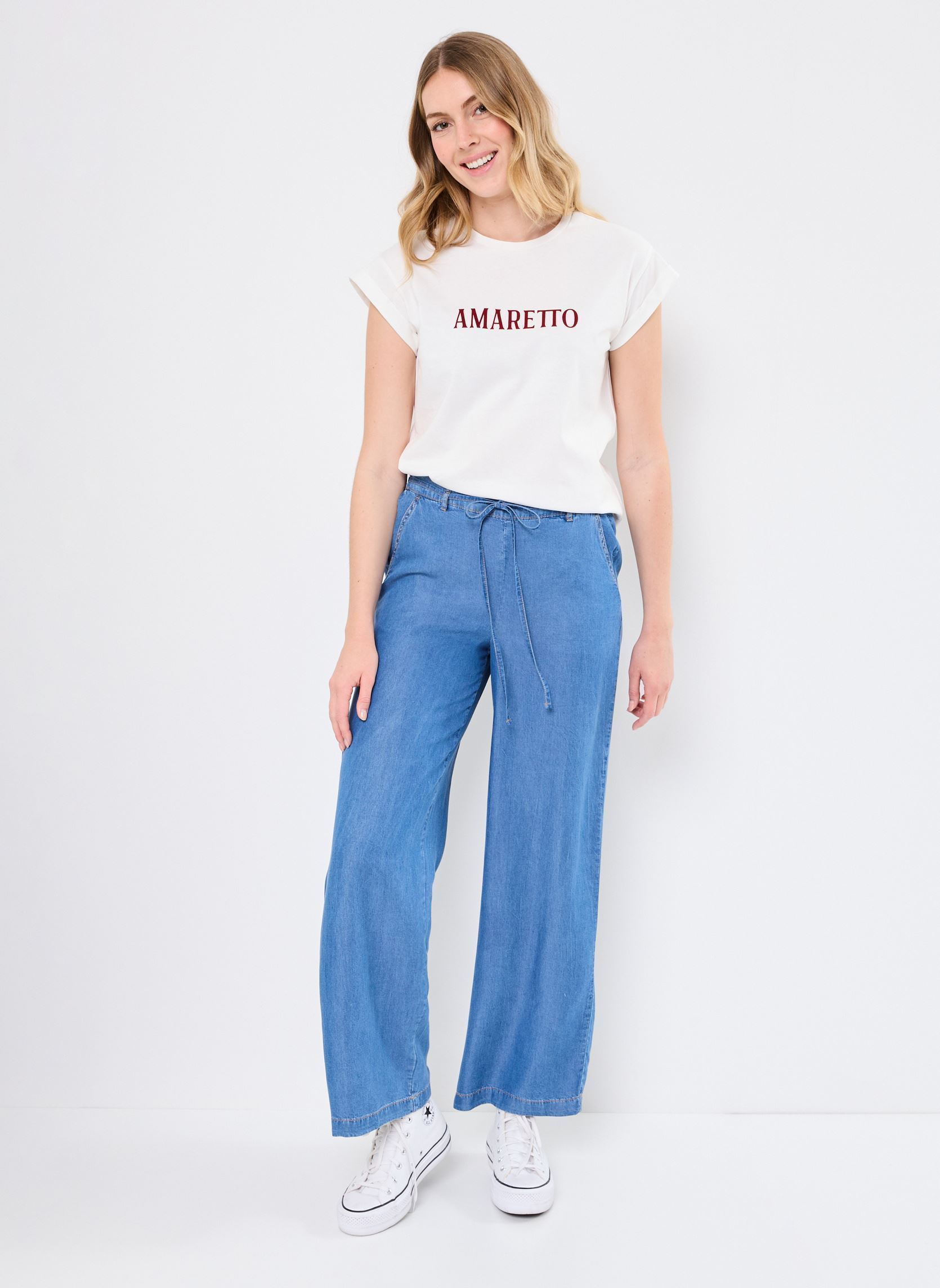 Pantalons larges BYKOSMO WIDE PANTS - femme bleu B-Young Pantalons larges BYKOSMO WIDE PANTS - femme bleu Mid Blue Denim