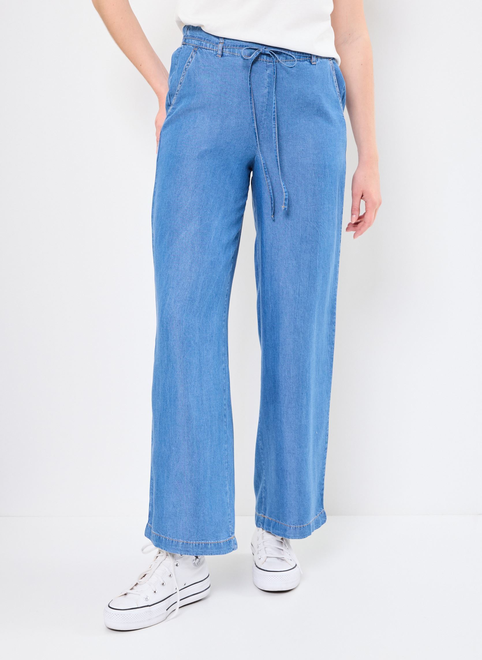 Pantalons larges BYKOSMO WIDE PANTS - femme bleu B-Young Pantalons larges BYKOSMO WIDE PANTS - femme bleu Mid Blue Denim
