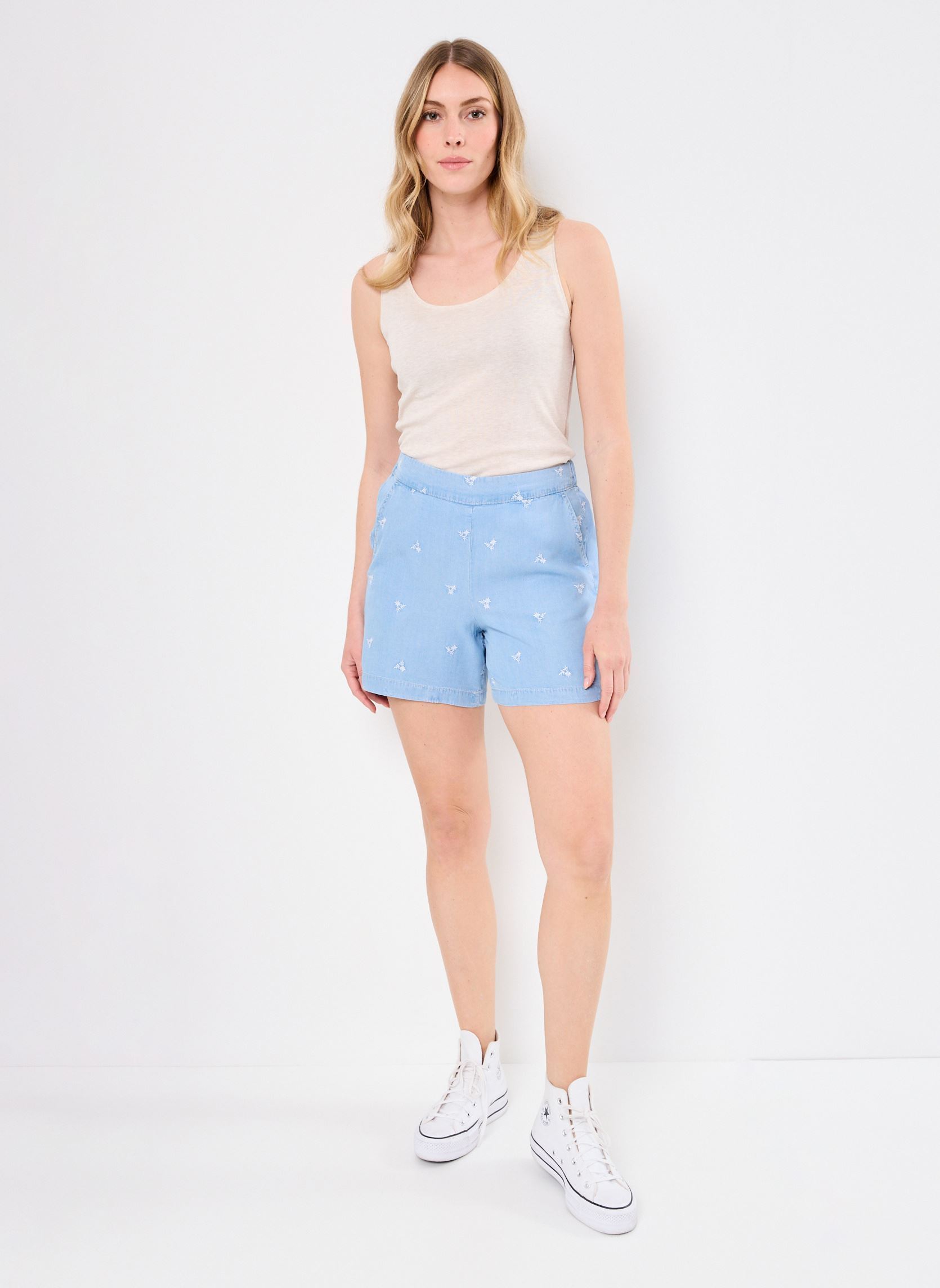 Shorts BYKOSMO SHORTS - femme bleu B-Young Shorts BYKOSMO SHORTS - femme bleu Light Blue Denim Flower