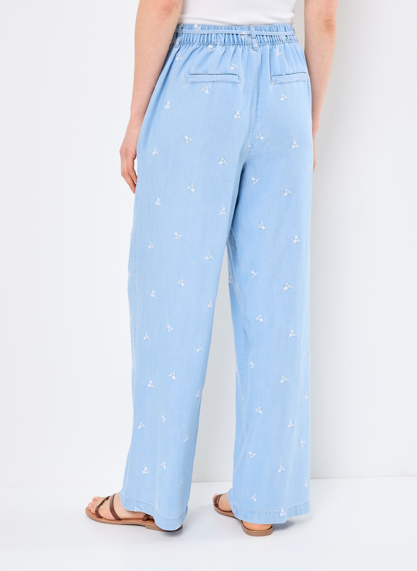 Weite Hosen BYKOSMO WIDE PANTS 2 - damen blau B-Young Weite Hosen BYKOSMO WIDE PANTS 2 - damen blau LIGHT BLUE DENIM FLOWER