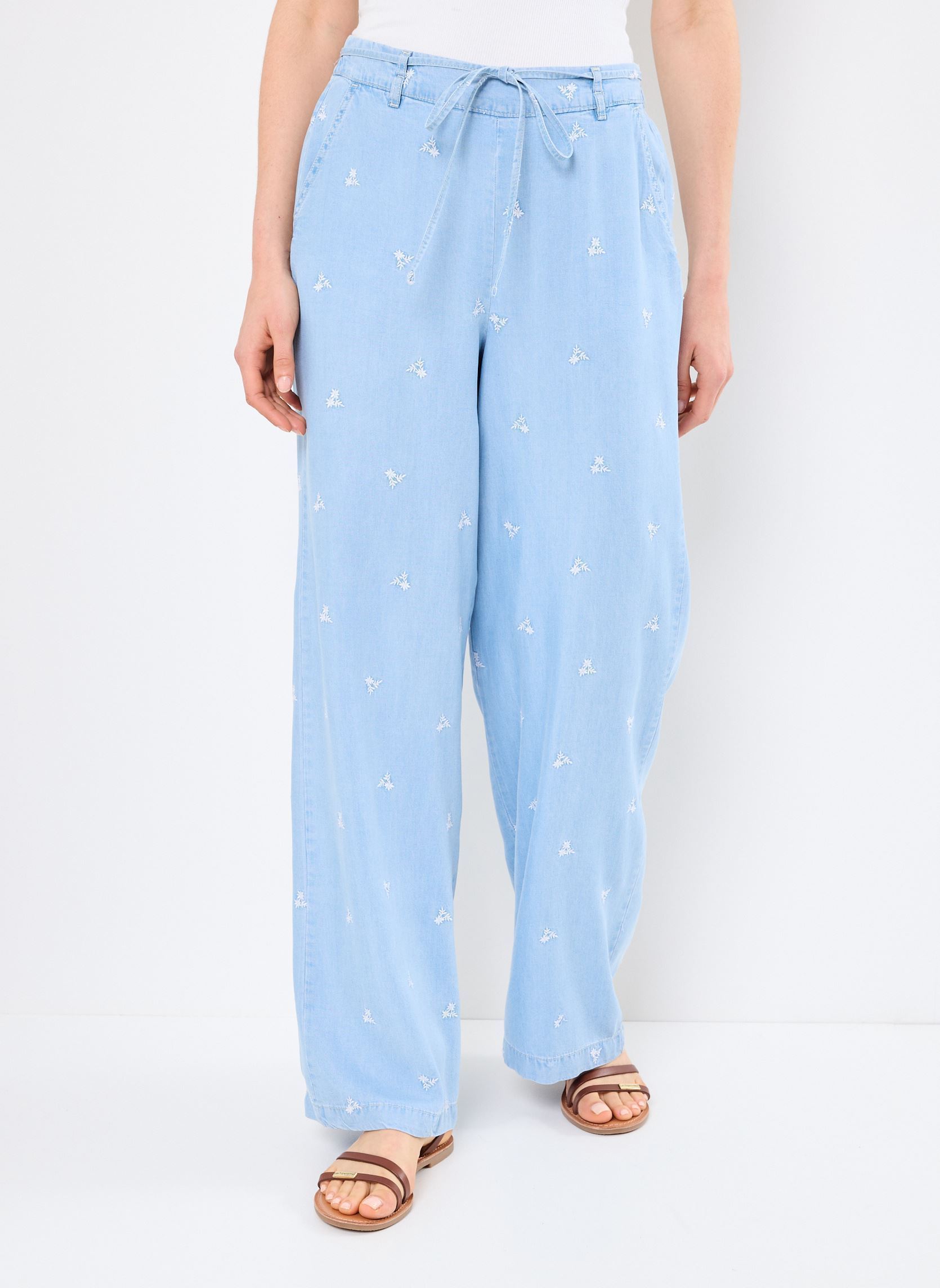 Weite Hosen BYKOSMO WIDE PANTS 2 - damen blau B-Young Weite Hosen BYKOSMO WIDE PANTS 2 - damen blau LIGHT BLUE DENIM FLOWER