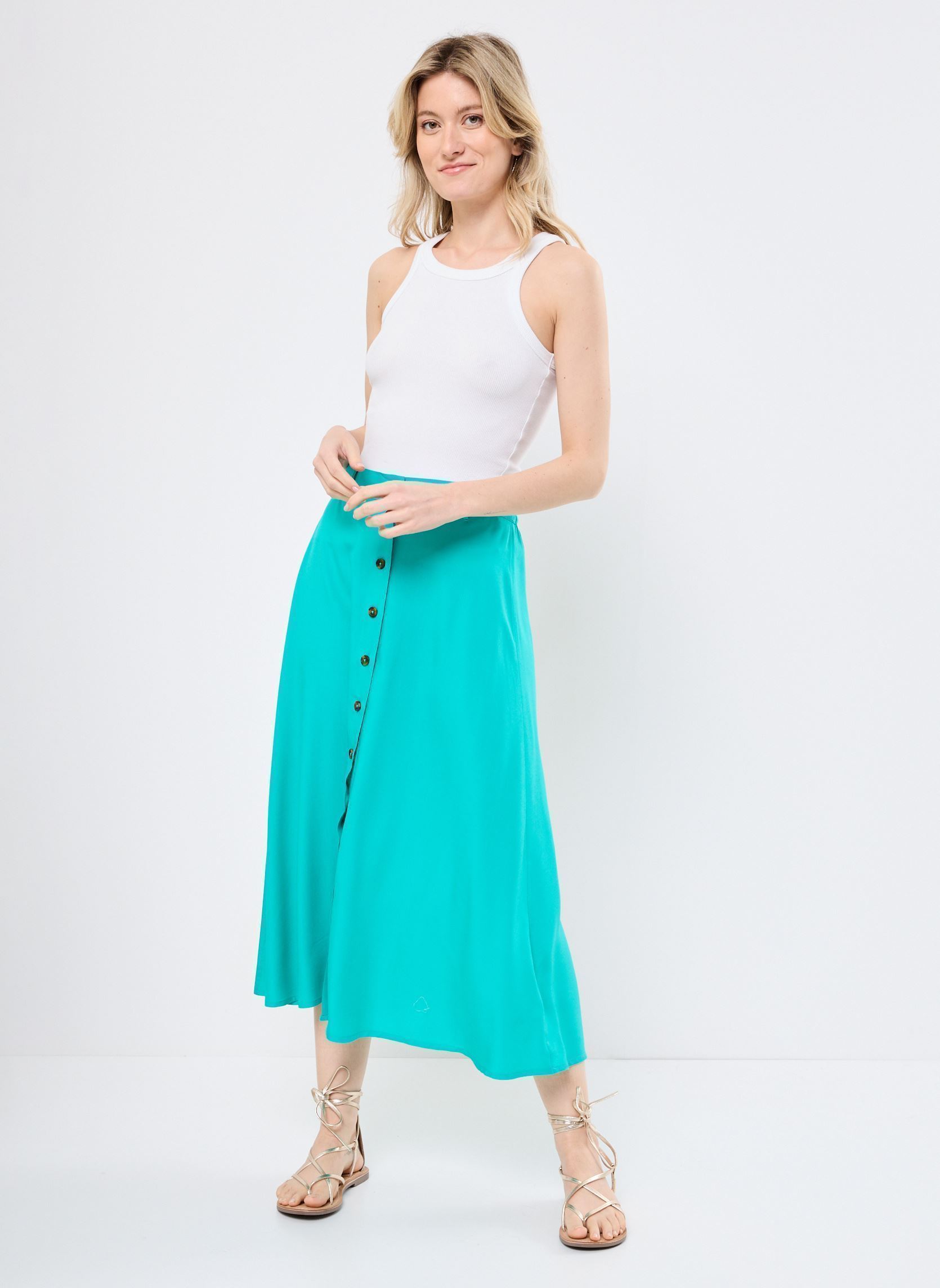 Jupes longues BYGIRA SKIRT - femme bleu B-Young Jupes longues BYGIRA SKIRT - femme bleu Spectra Green