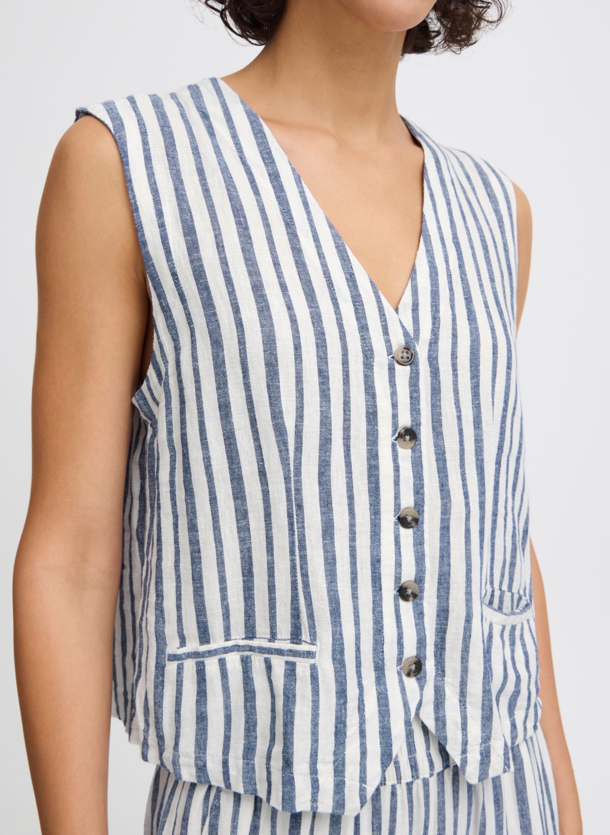 Gilets BYFALAKKA WAISTCOAT - femme blanc B-Young Gilets BYFALAKKA WAISTCOAT - femme blanc Marshmallow Stripe Mix