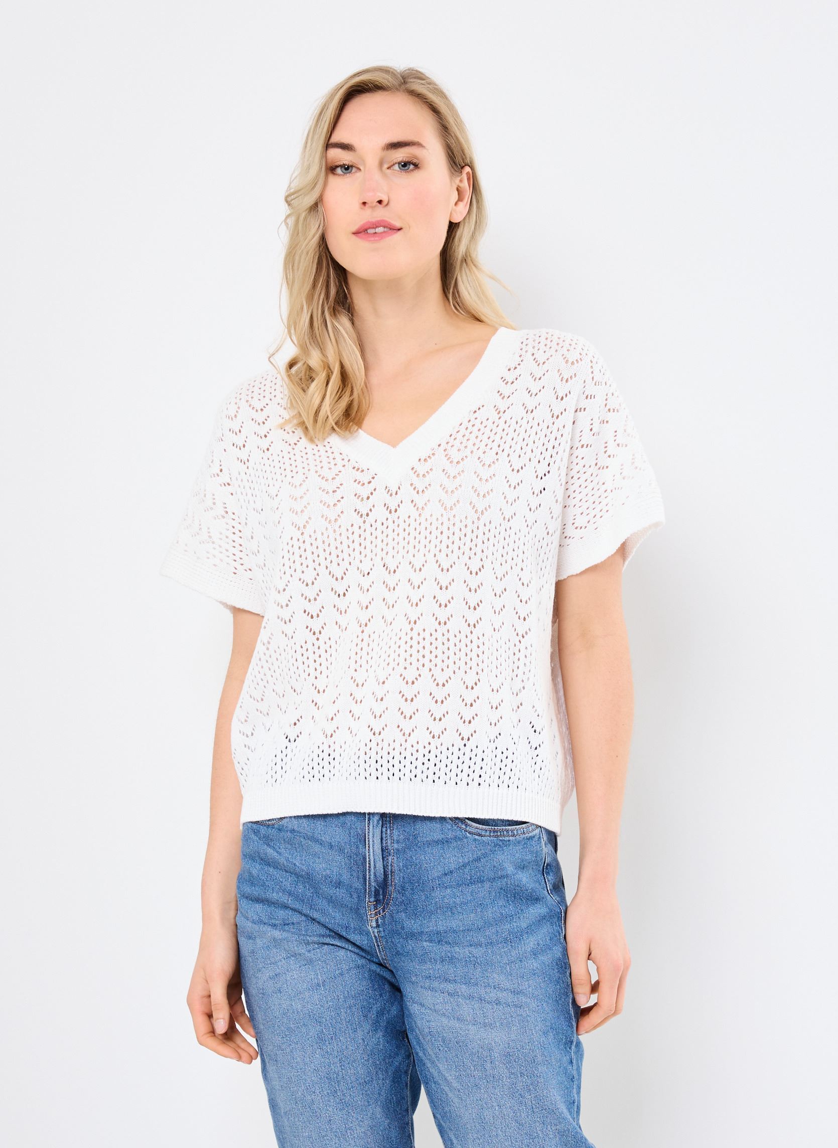 Tee-shirts manches courtes BYMALIE V PULLOVER - femme blanc B-Young Tee-shirts manches courtes BYMALIE V PULLOVER - femme blanc Marshmallow