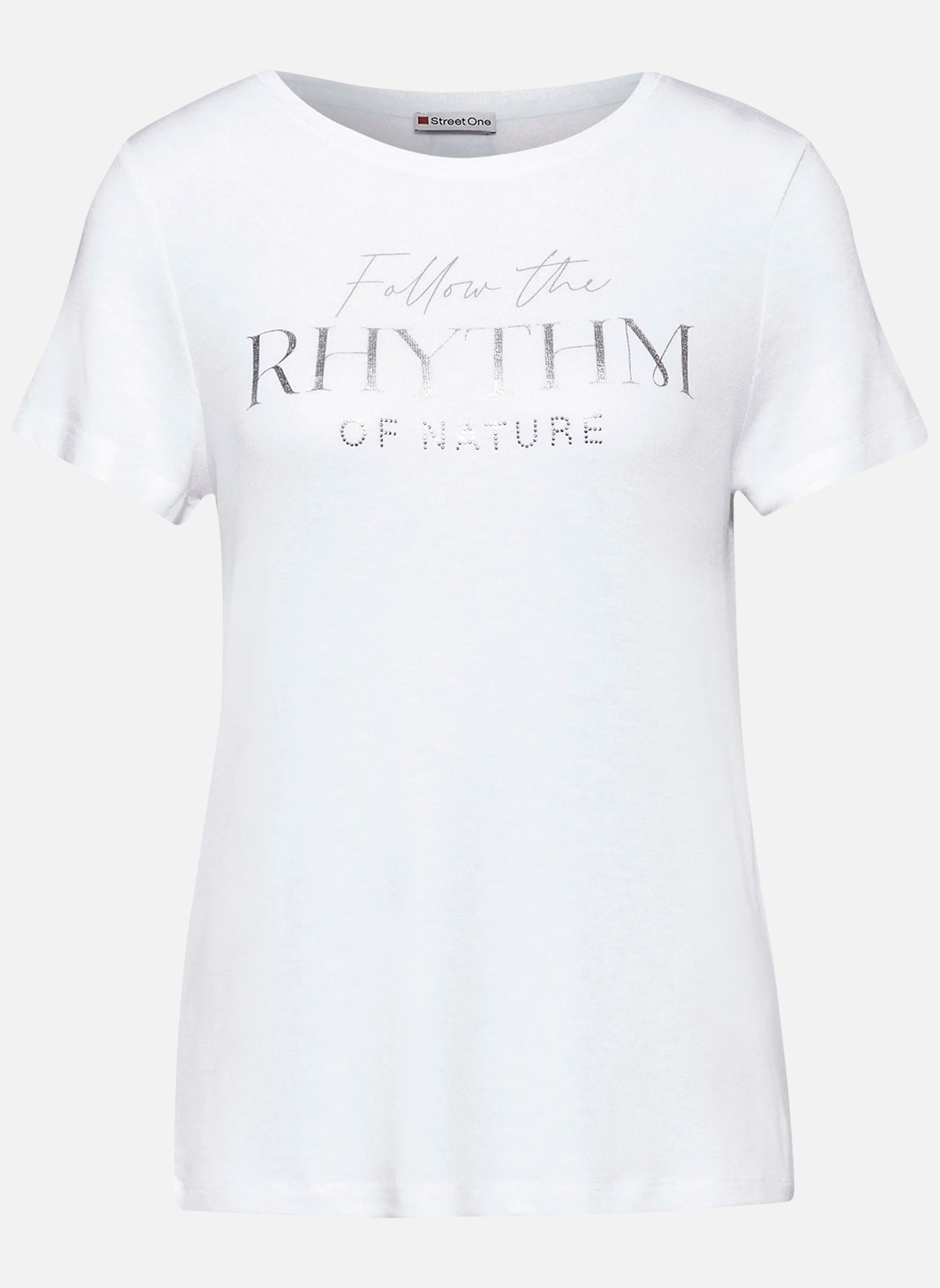 Tee-shirts T-shirt col rond - 321810 femme blanc Street One Tee-shirts T-shirt col rond - 321810 femme blanc Blanc