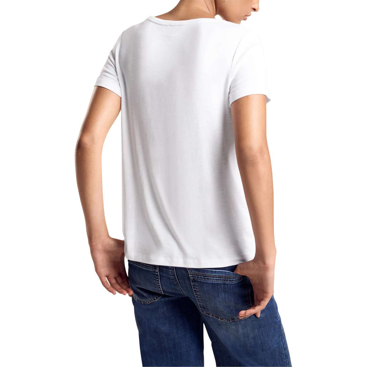 Tee-shirts T-shirt col rond - 321810 femme blanc Street One Tee-shirts T-shirt col rond - 321810 femme blanc Blanc