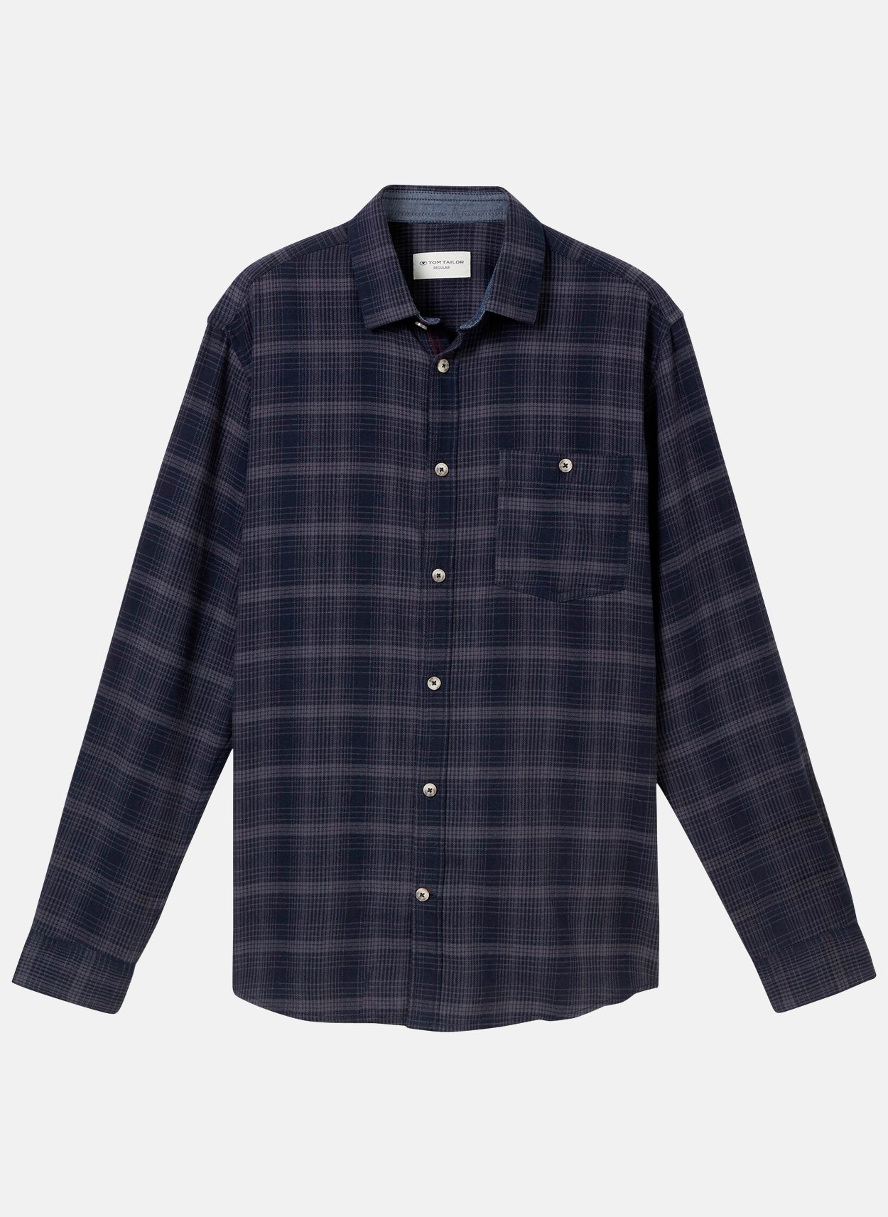 Chemise Grand-père Vintage en coton - Bleu gris à rayures blanches - L