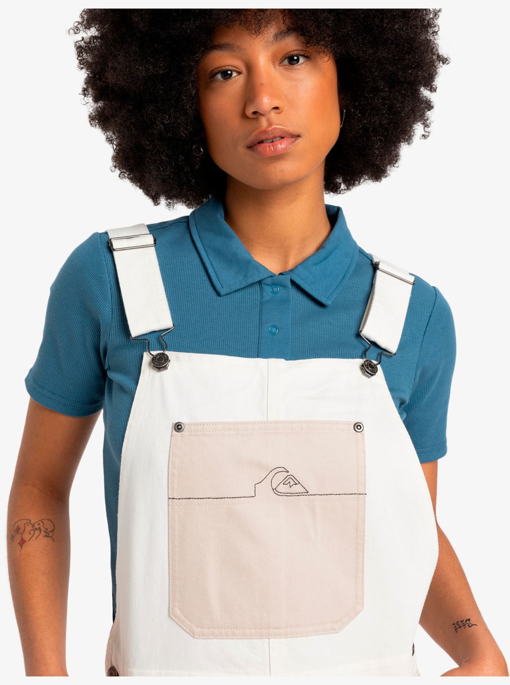 Kurze Jumpsuits Lya Dungaree EQWWD03117 damen weiß Quiksilver Kurze Jumpsuits Lya Dungaree EQWWD03117 damen weiß Snow white
