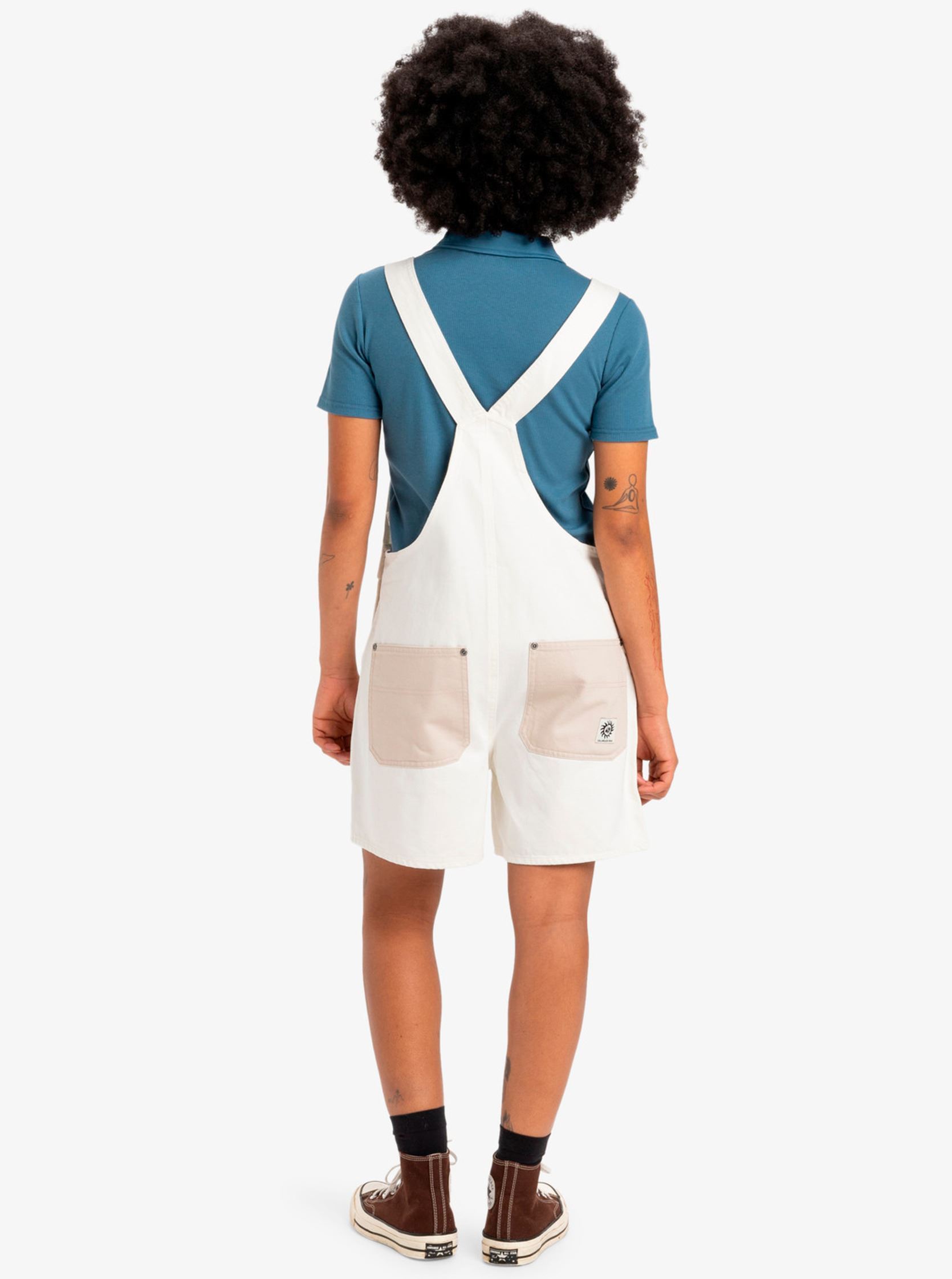 Kurze Jumpsuits Lya Dungaree EQWWD03117 damen weiß Quiksilver Kurze Jumpsuits Lya Dungaree EQWWD03117 damen weiß Snow white