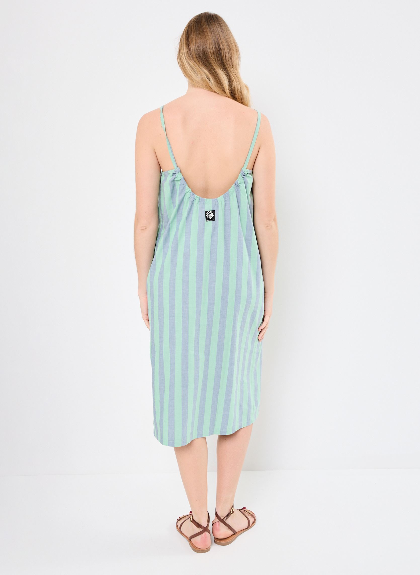 Jurken Philia Dress EQWWD03115 dames groen Quiksilver Jurken Philia Dress EQWWD03115 dames groen GREEN SPRUCE STRIPE