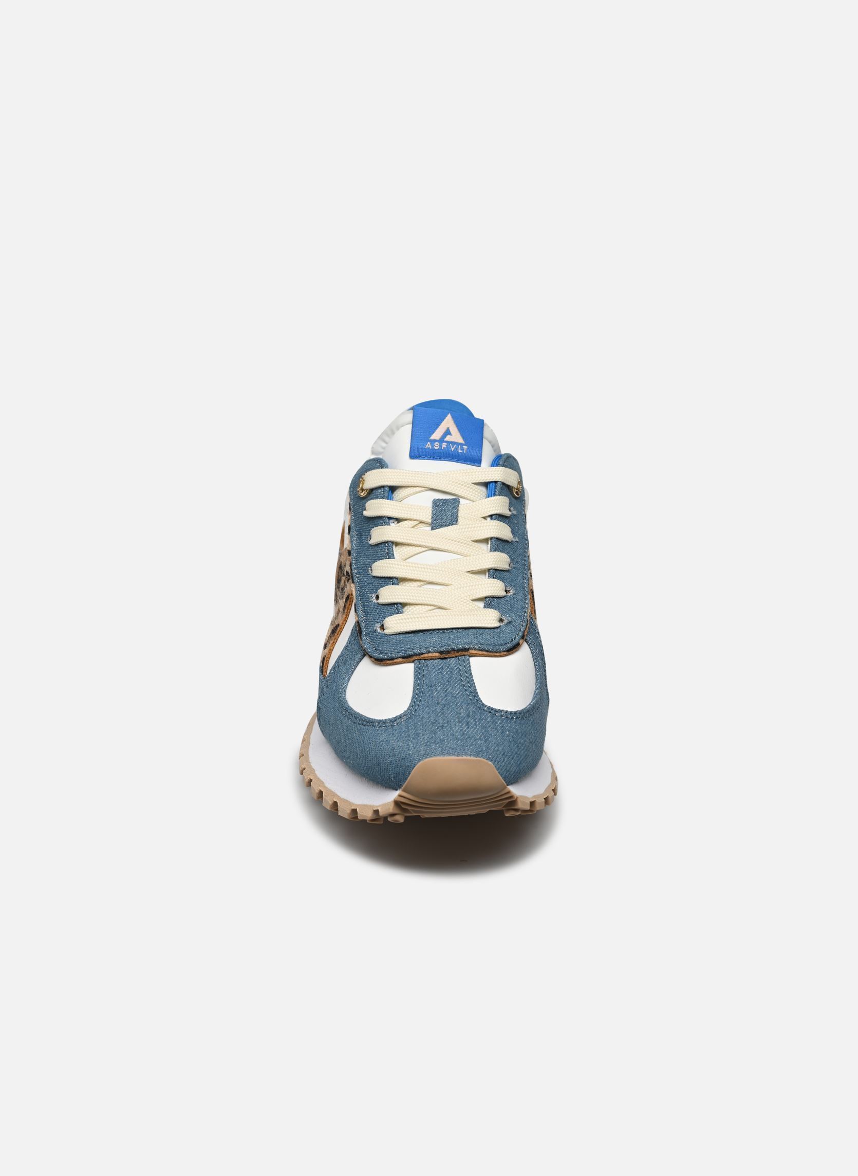 Lage sneakers Gate dames blauw ASFVLT Lage sneakers Gate dames blauw DENIM/ LEOPARD PONY HAIR/TAN