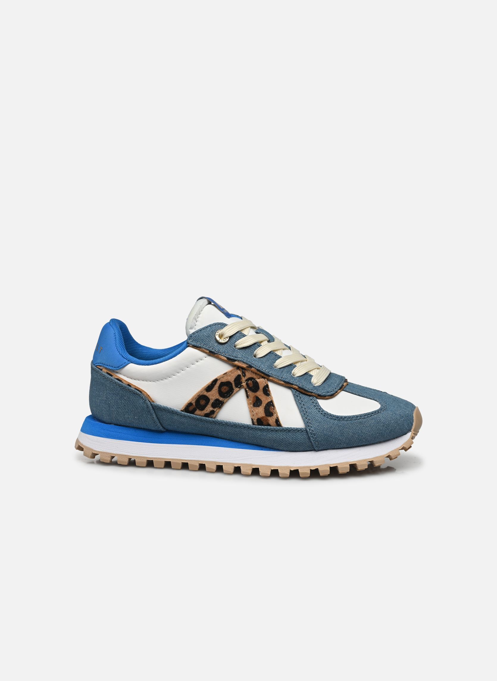 Lage sneakers Gate dames blauw ASFVLT Lage sneakers Gate dames blauw DENIM/ LEOPARD PONY HAIR/TAN