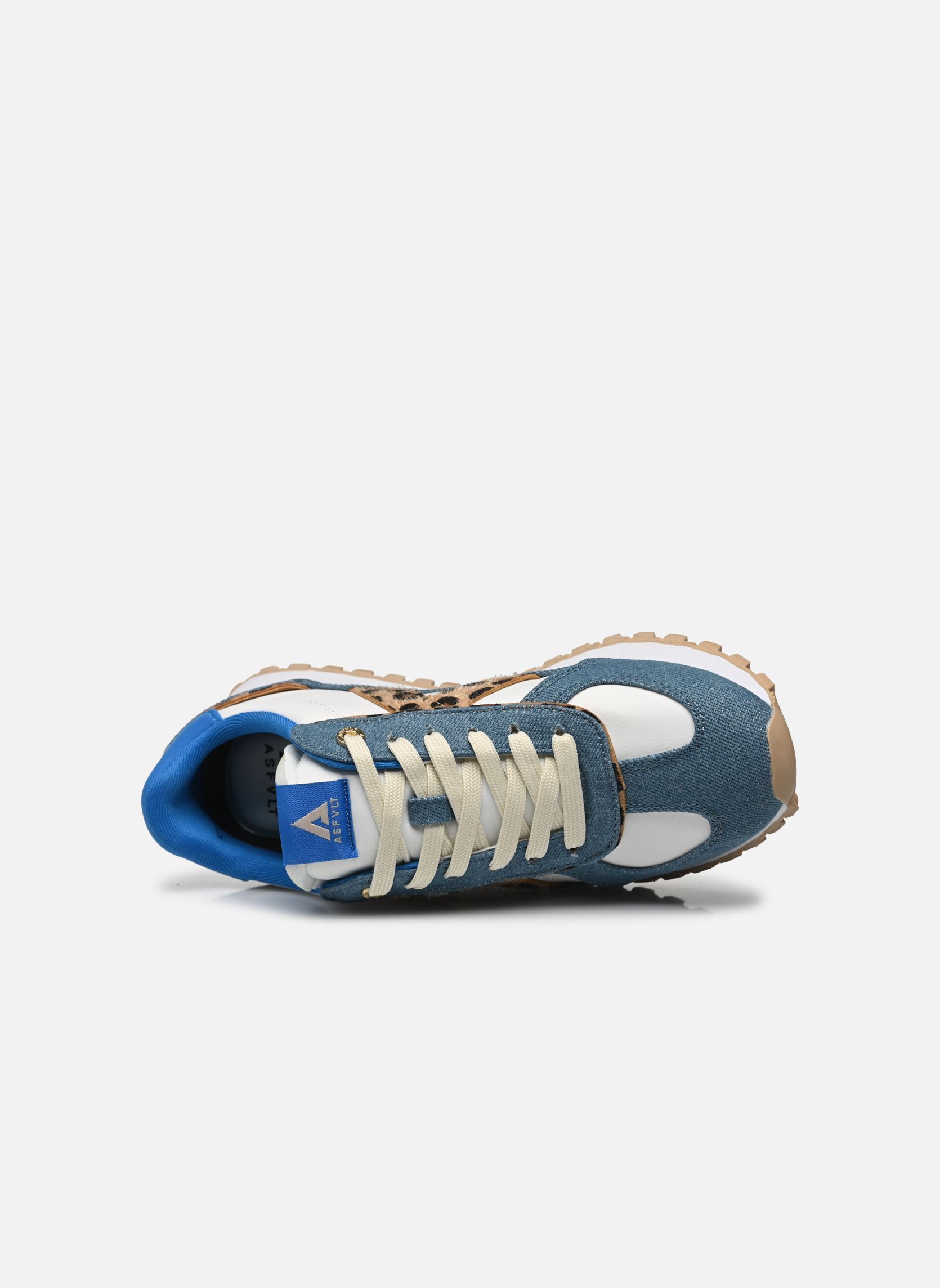 Lage sneakers Gate dames blauw ASFVLT Lage sneakers Gate dames blauw DENIM/ LEOPARD PONY HAIR/TAN