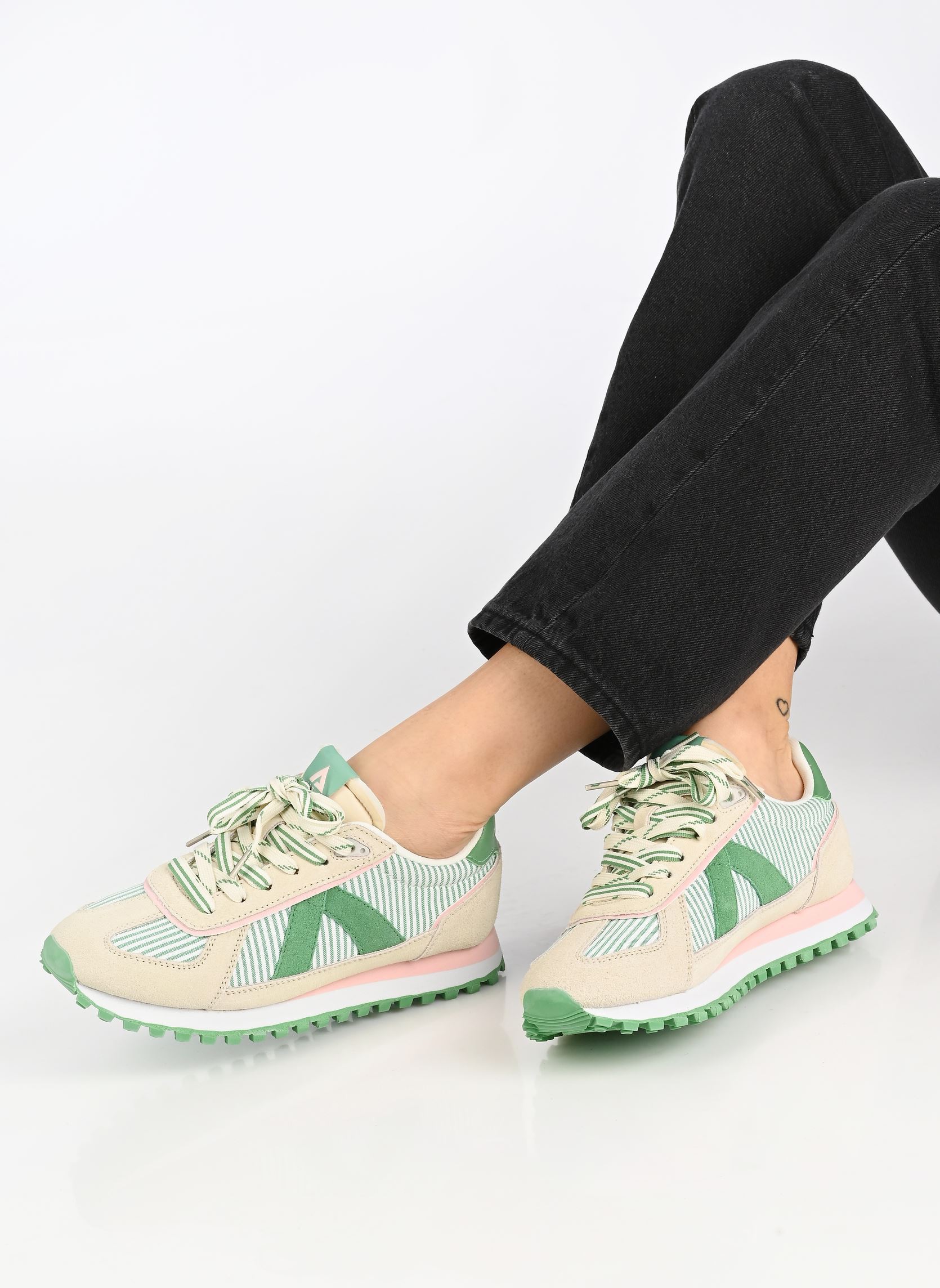 Niedrige Sneaker Gate damen grün ASFVLT Niedrige Sneaker Gate damen grün WHITE / GREEN STRIPE