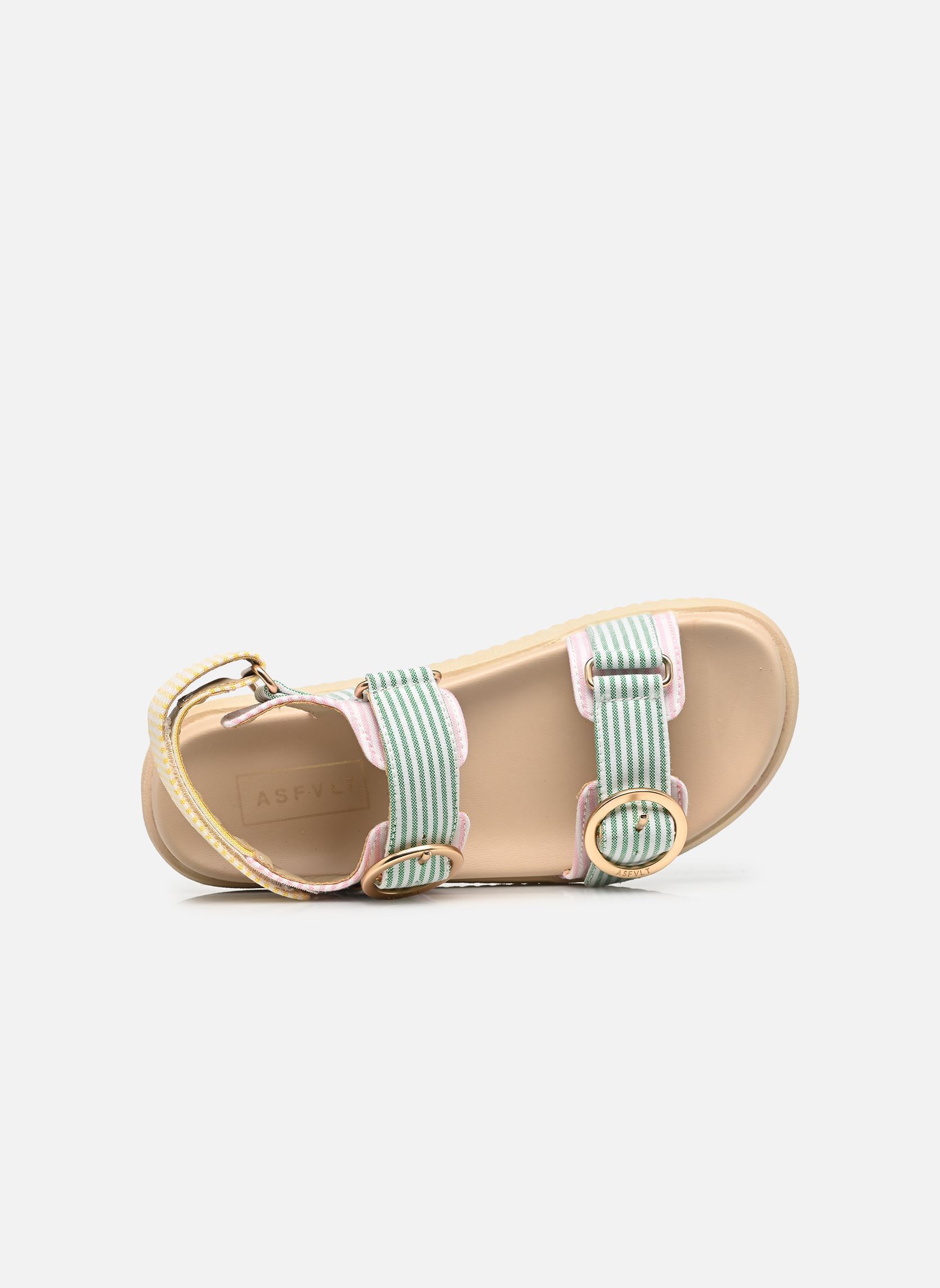 Flache Sandalen Azura Sandal damen mehrfarbig ASFVLT Flache Sandalen Azura Sandal damen mehrfarbig WHITE STRIPE BLUE GREEN PINK
