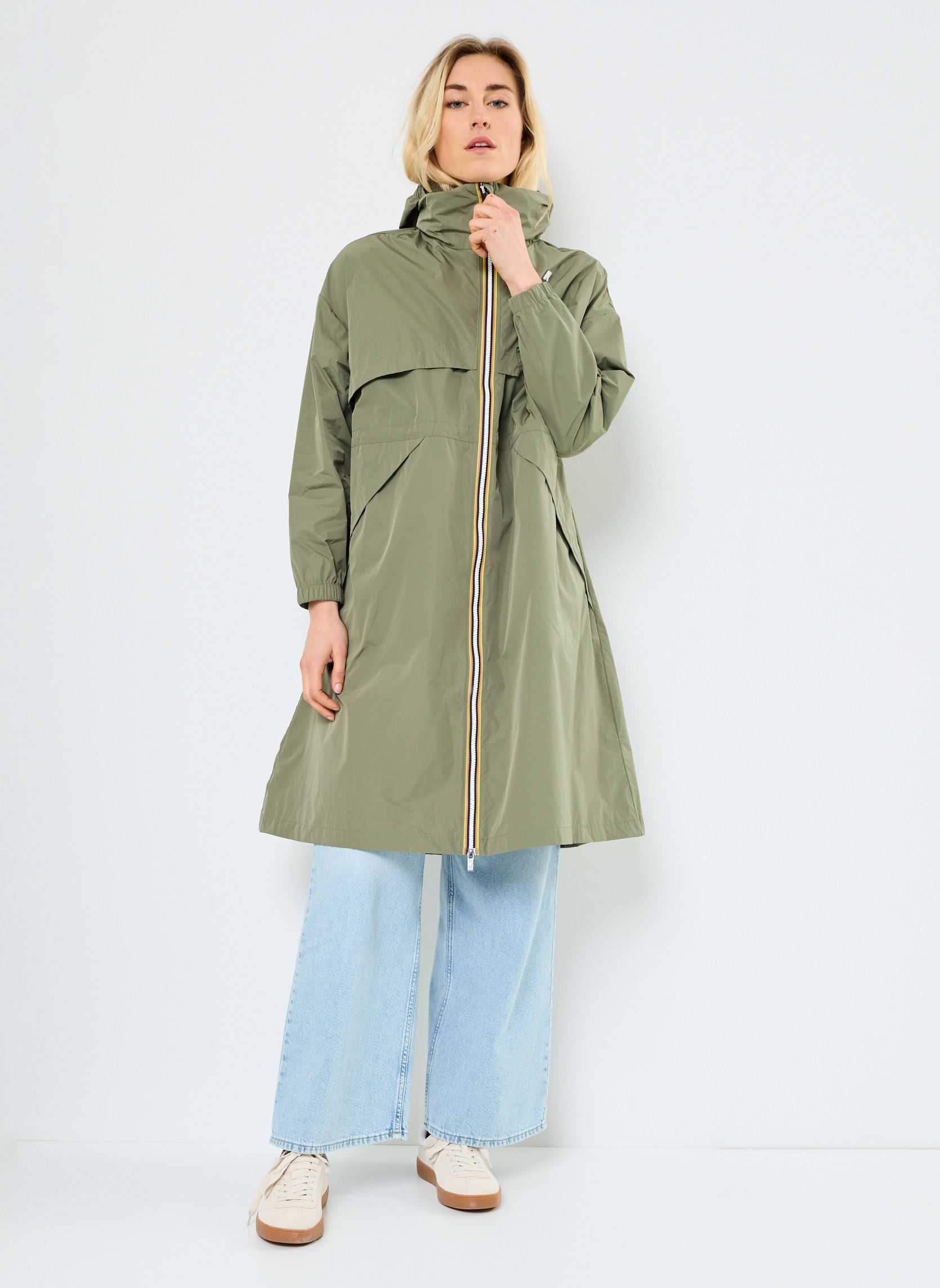 Trenchcoats AUBE MEMORY TOUCH dames groen K-Way Trenchcoats AUBE MEMORY TOUCH dames groen GREEN LICHEN