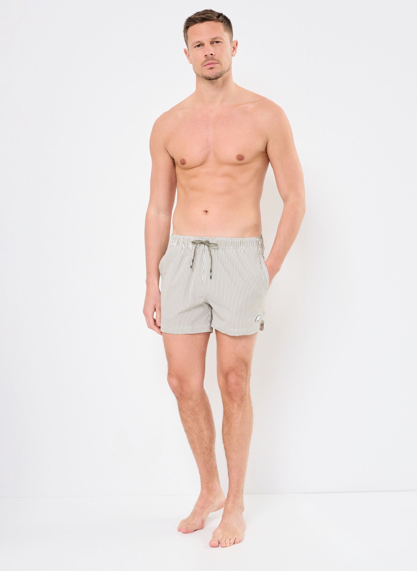 Shorts de bain HAZEL MID STRIPES BEACH homme vert K-Way Shorts de bain HAZEL MID STRIPES BEACH homme vert WHITE - GREEN LICHEN