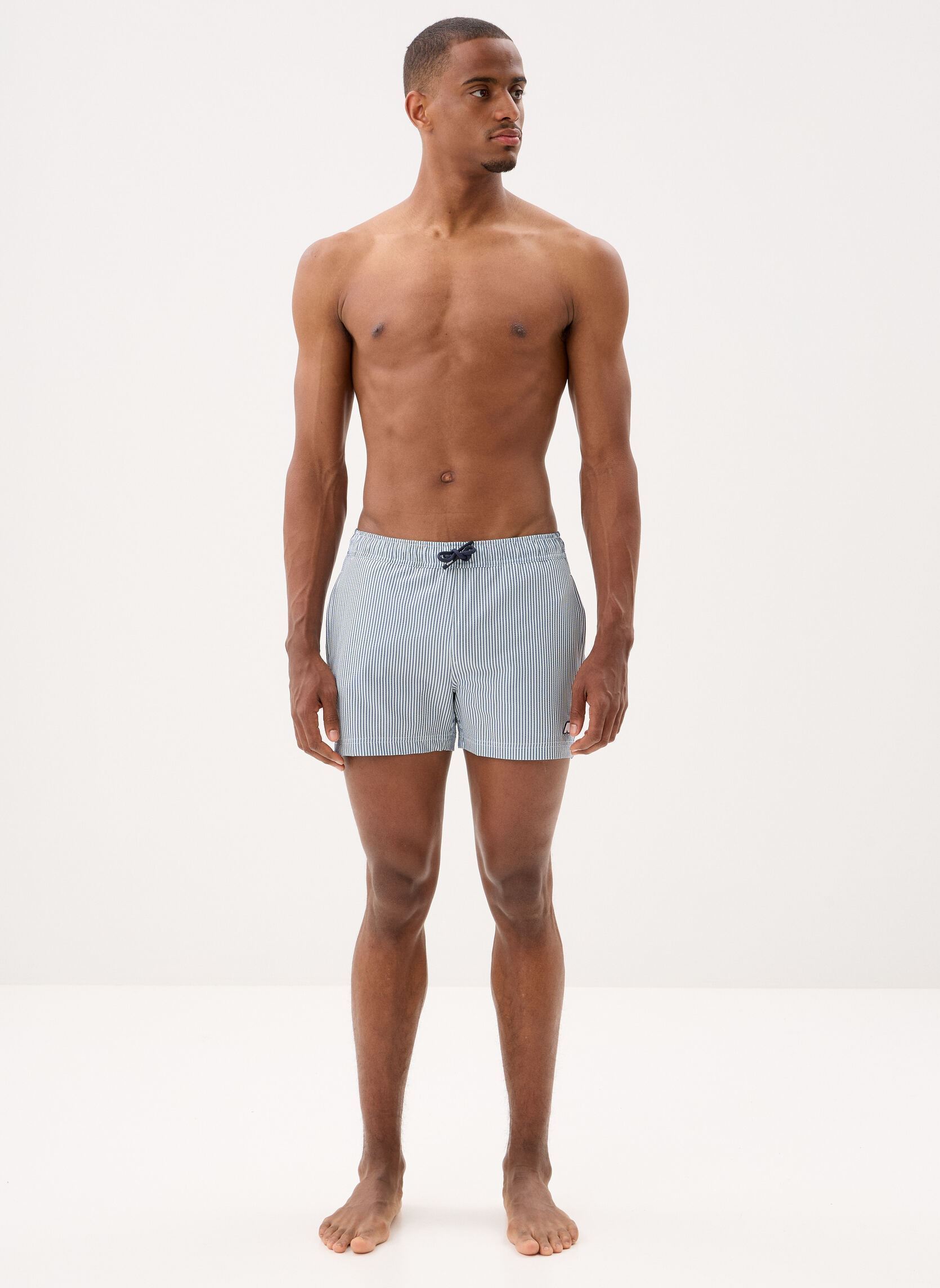 Shorts de bain HAZEL MID STRIPES BEACH homme blanc K-Way Shorts de bain HAZEL MID STRIPES BEACH homme blanc WHITE - BLUE DEPTH
