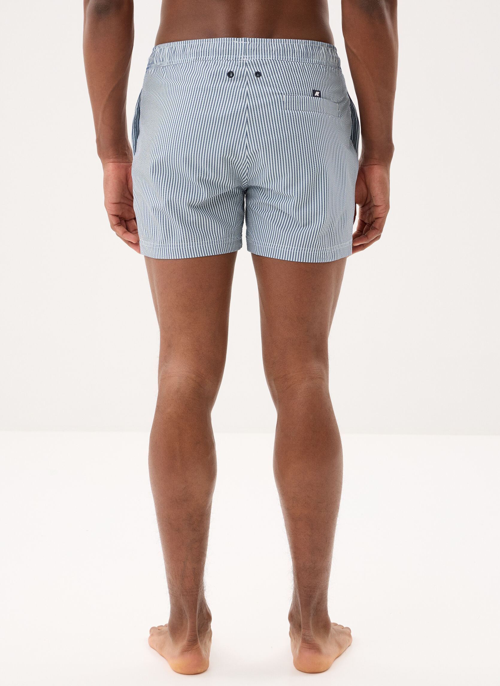 Shorts de bain HAZEL MID STRIPES BEACH homme blanc K-Way Shorts de bain HAZEL MID STRIPES BEACH homme blanc WHITE - BLUE DEPTH