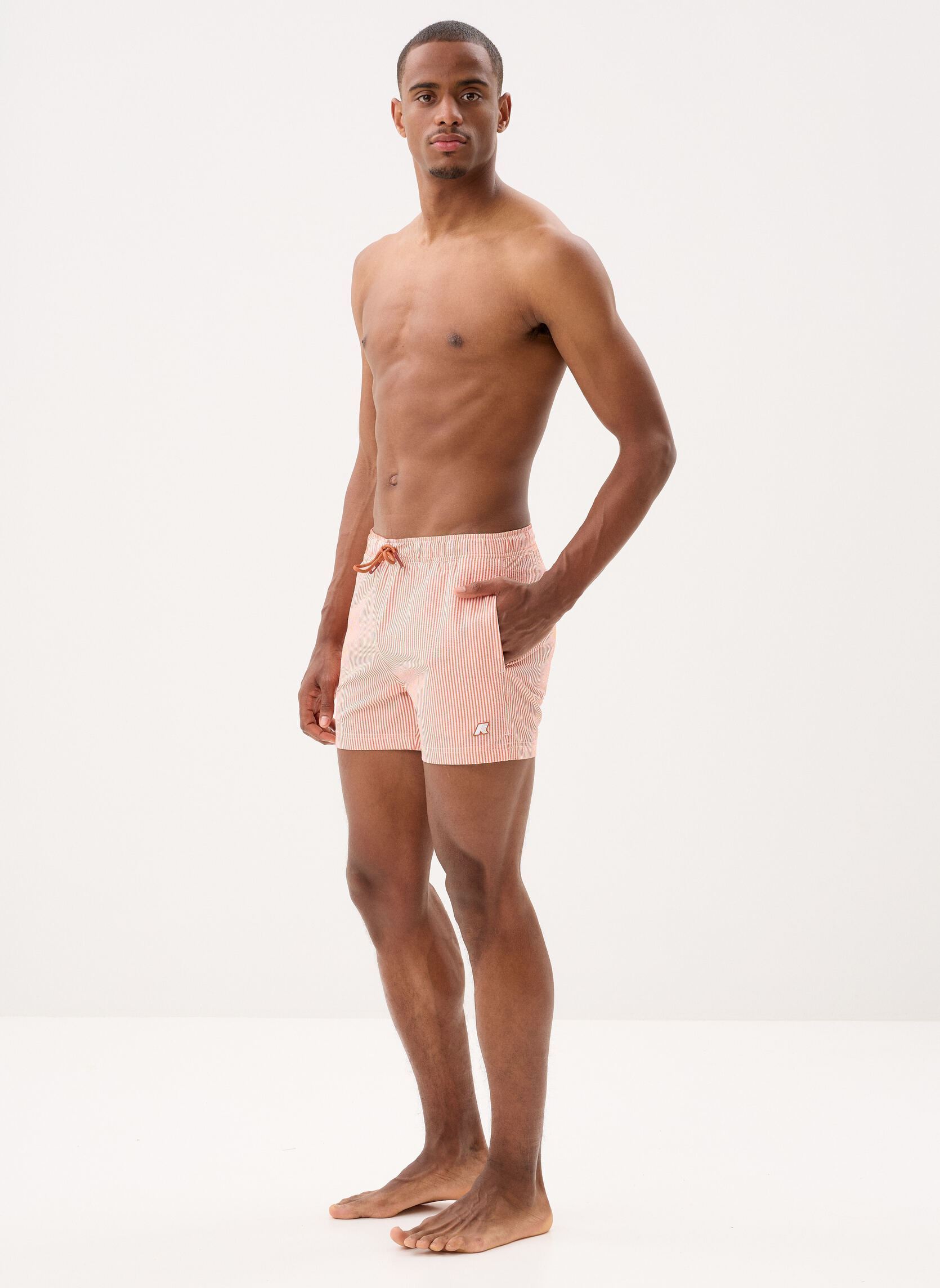 Shorts de bain HAZEL MID STRIPES BEACH homme blanc K-Way Shorts de bain HAZEL MID STRIPES BEACH homme blanc WHITE - ORANGE BROWNISH