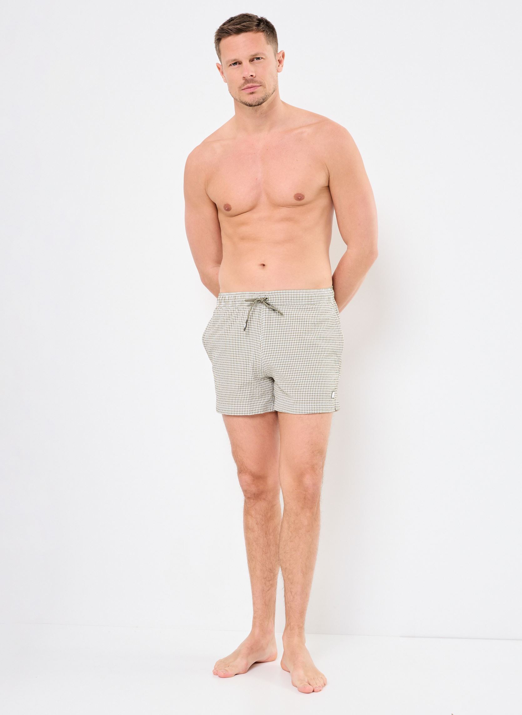 Pantaloncini da bagno HAZEL CHECK BEACH uomo verde K-Way Pantaloncini da bagno HAZEL CHECK BEACH uomo verde WHITE - GREEN LICHEN