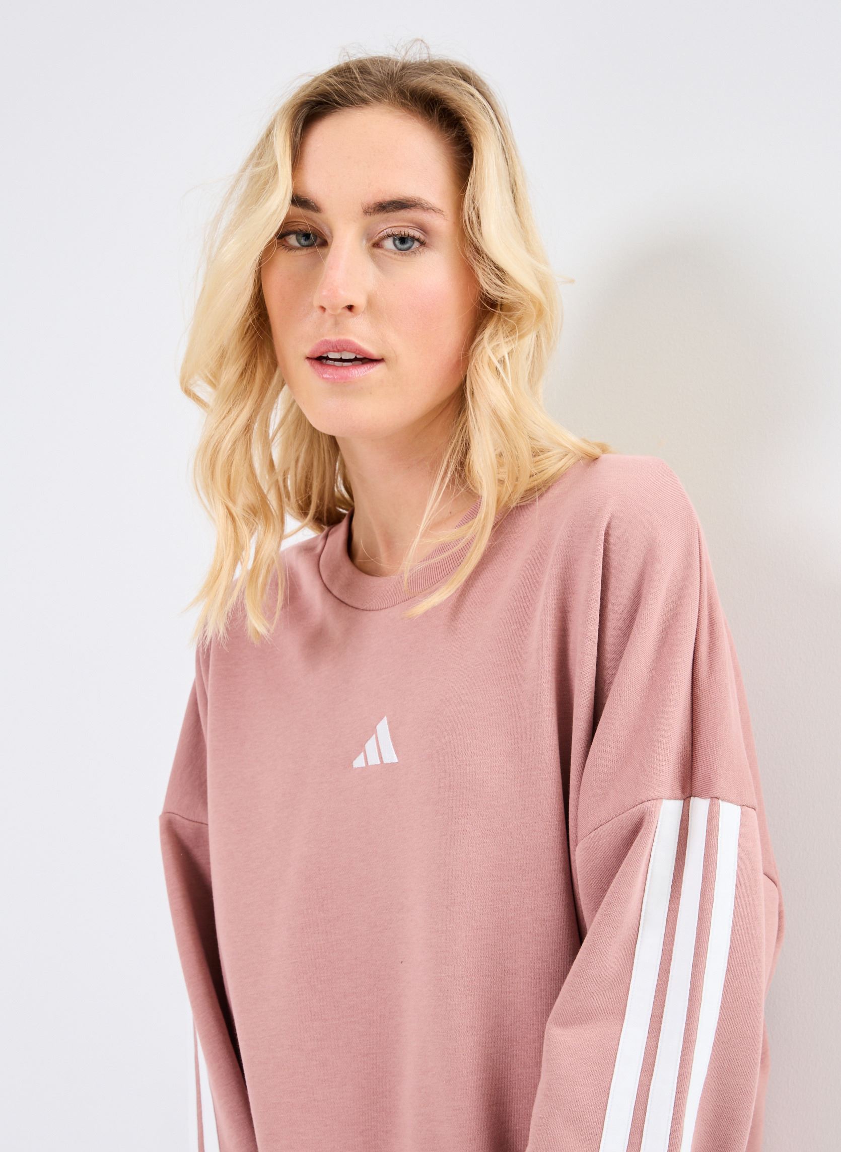Sweater W 3S FT SWT dames roze adidas sportswear Sweater W 3S FT SWT dames roze WARCLA/WHITE