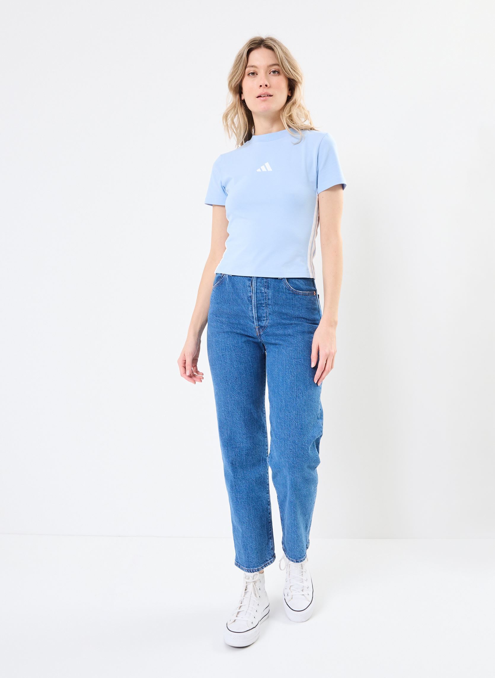 Tee-shirts manches courtes W 3S SJ BABY T femme bleu adidas sportswear Tee-shirts manches courtes W 3S SJ BABY T femme bleu GLOBLU/WHITE