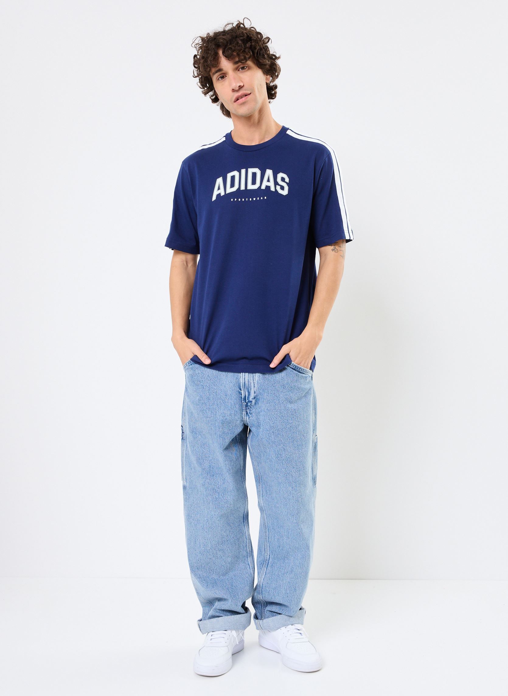 Tee-shirts manches courtes M C COLLEG TEE homme bleu adidas sportswear Tee-shirts manches courtes M C COLLEG TEE homme bleu Dkblue