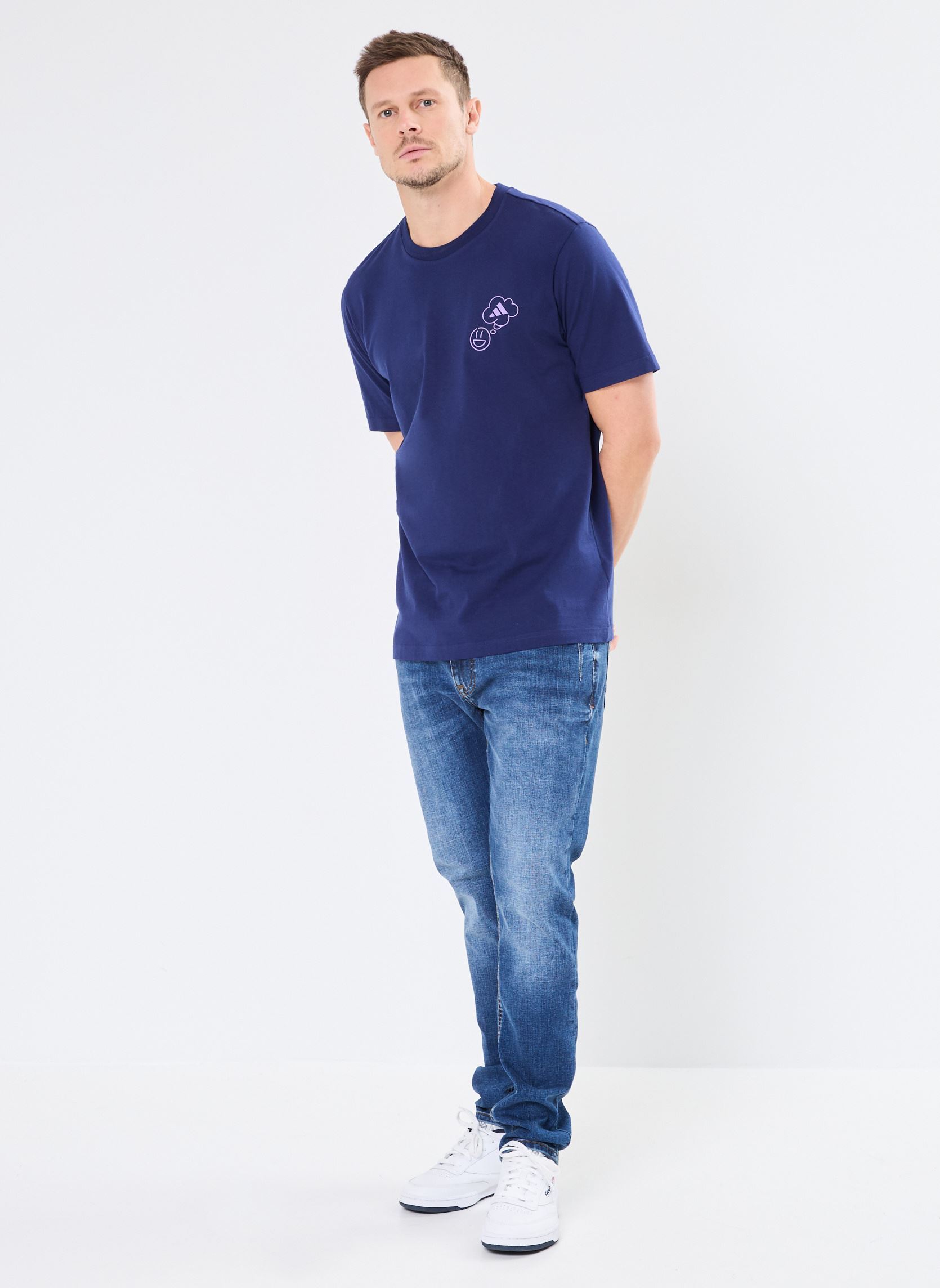 Tee-shirts manches courtes M L VERB CIR T homme bleu adidas sportswear Tee-shirts manches courtes M L VERB CIR T homme bleu Dkblue