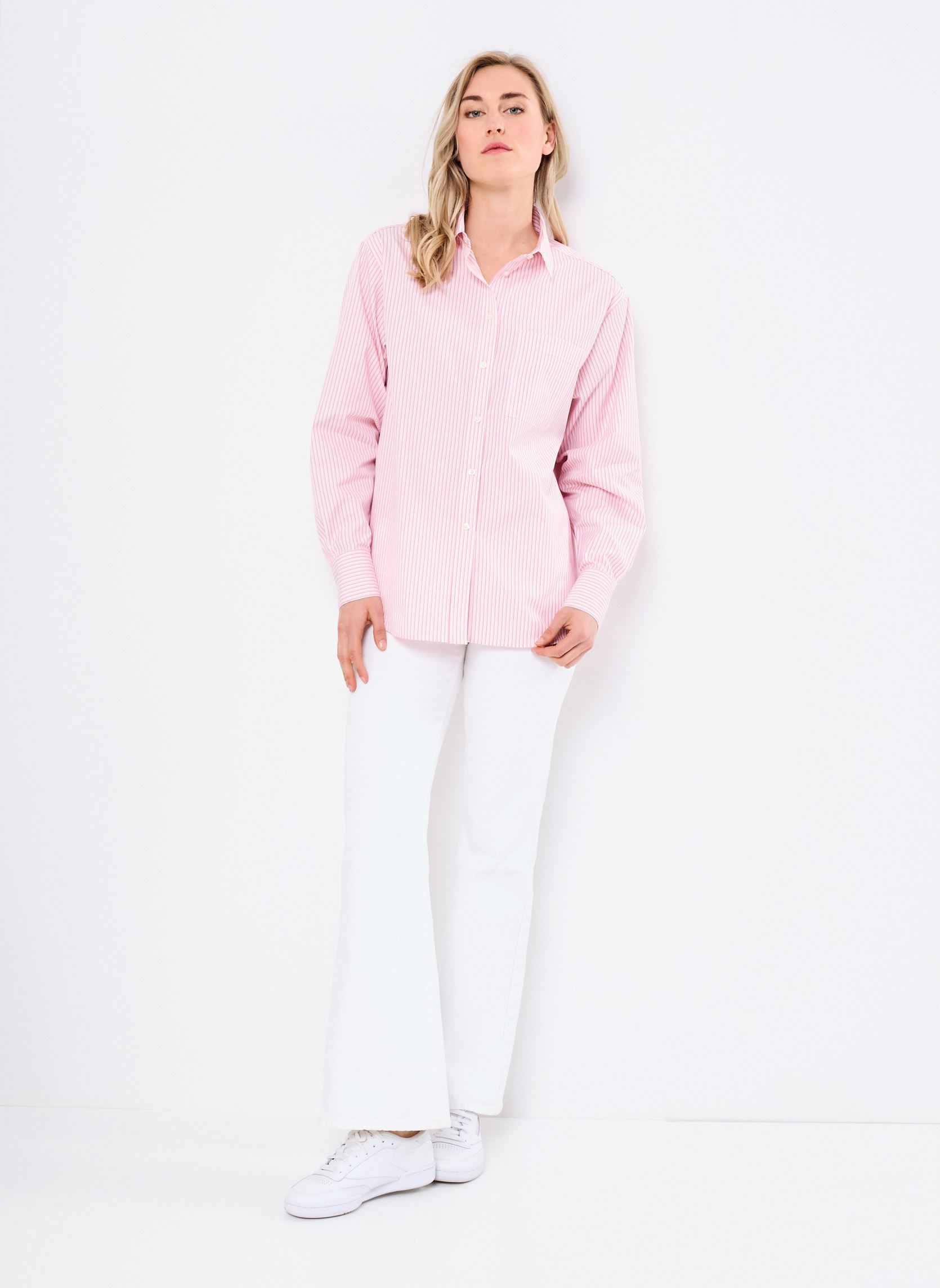 Chemise Coupe Cintrée En Natté Rose - E17 - Chemises