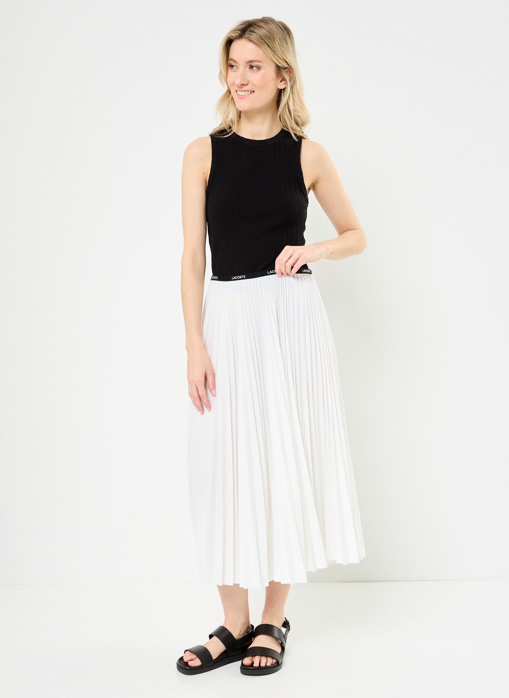 Jupes mi-longues Jupe longue Lacoste JF1402 femme blanc Lacoste Jupes mi-longues Jupe longue Lacoste JF1402 femme blanc FARINE