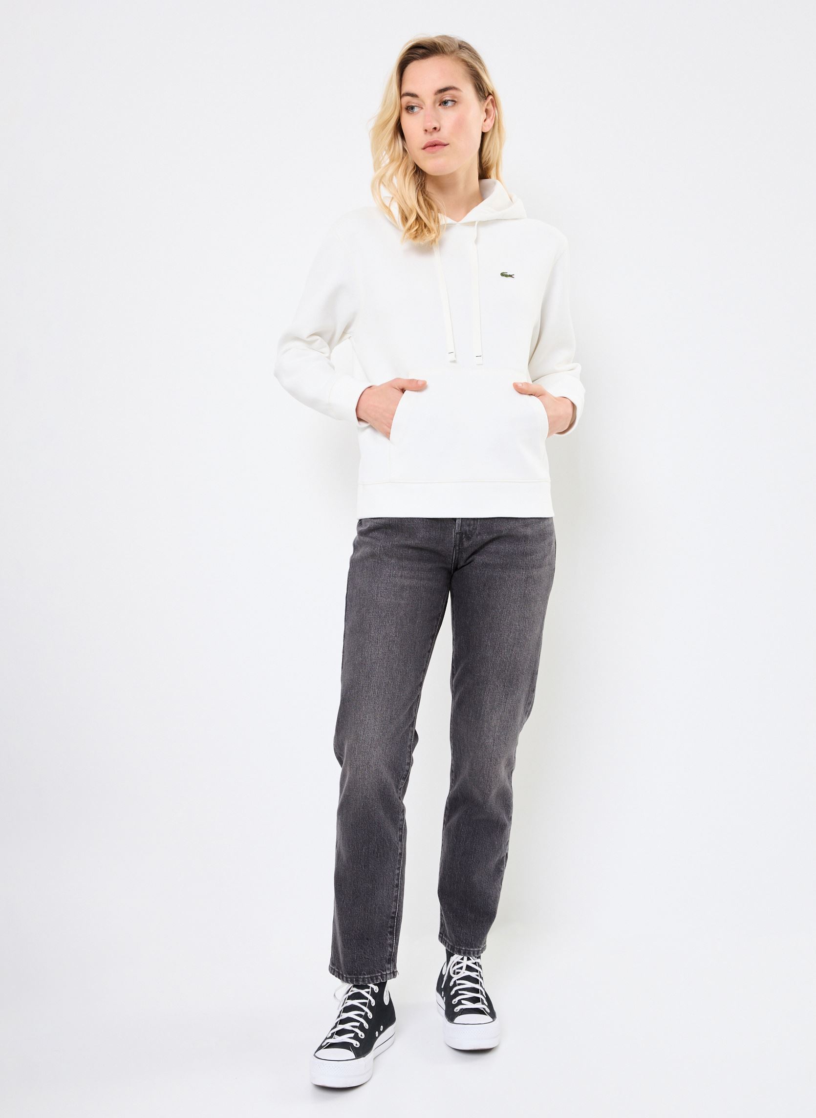 Kapuzenpullover Hoodie Lacoste SF8346 damen weiß Lacoste Kapuzenpullover Hoodie Lacoste SF8346 damen weiß FARINE