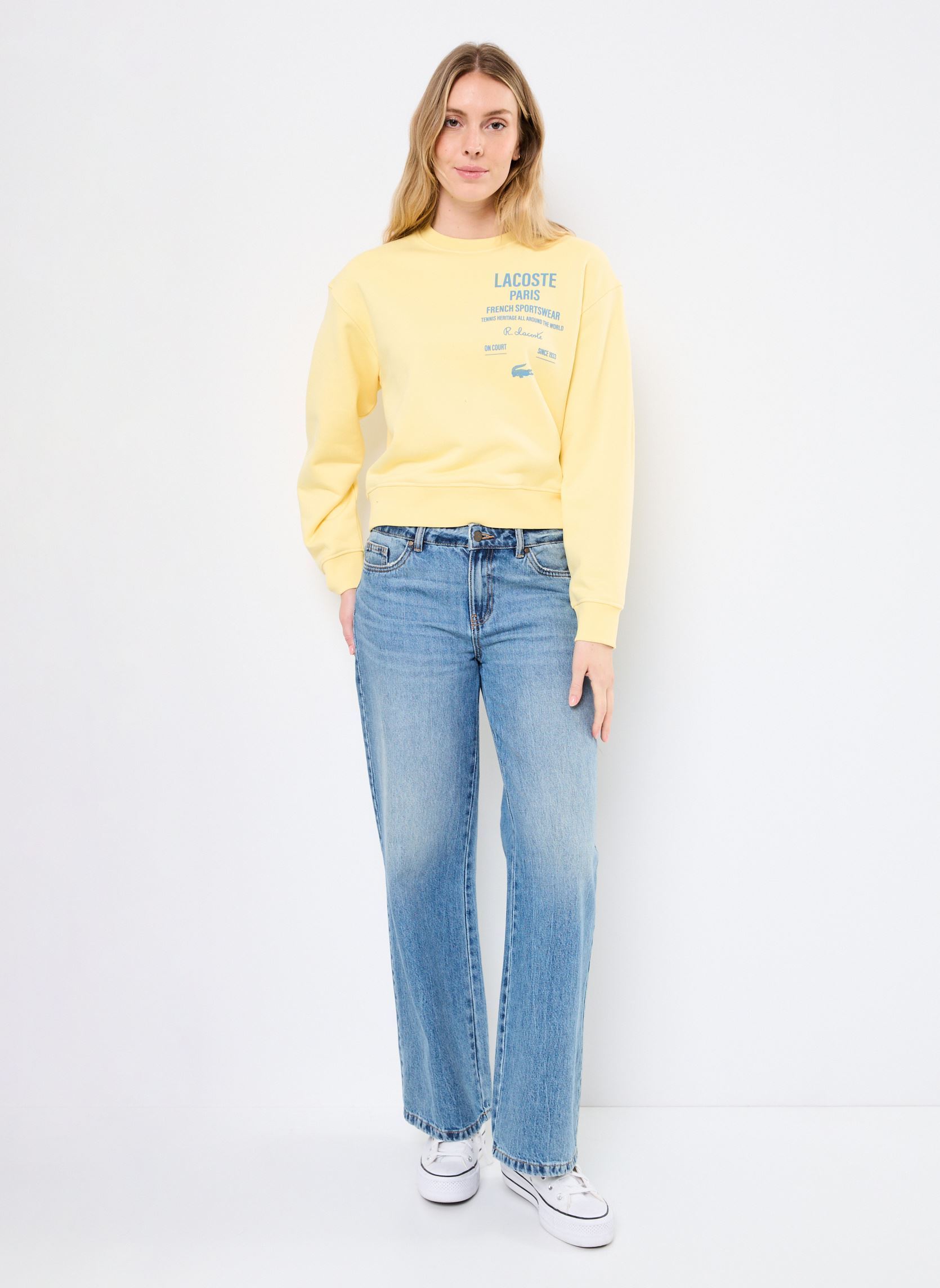 Sweats zippés Sweatshirts col rond SF9620 femme jaune Lacoste Sweats zippés Sweatshirts col rond SF9620 femme jaune JAUNE