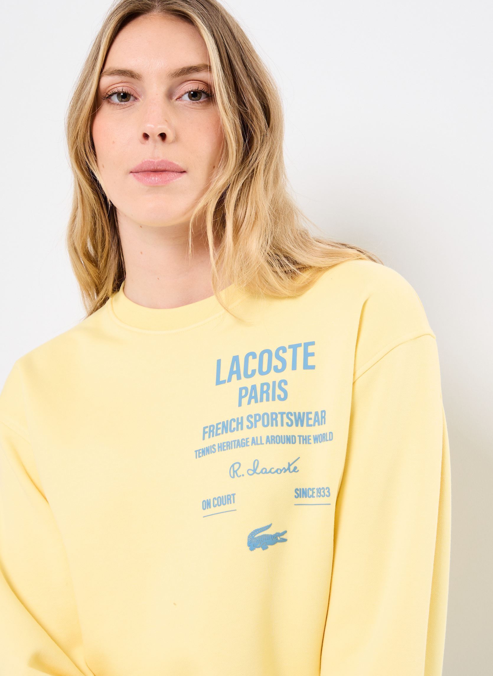 Sweats zippés Sweatshirts col rond SF9620 femme jaune Lacoste Sweats zippés Sweatshirts col rond SF9620 femme jaune JAUNE
