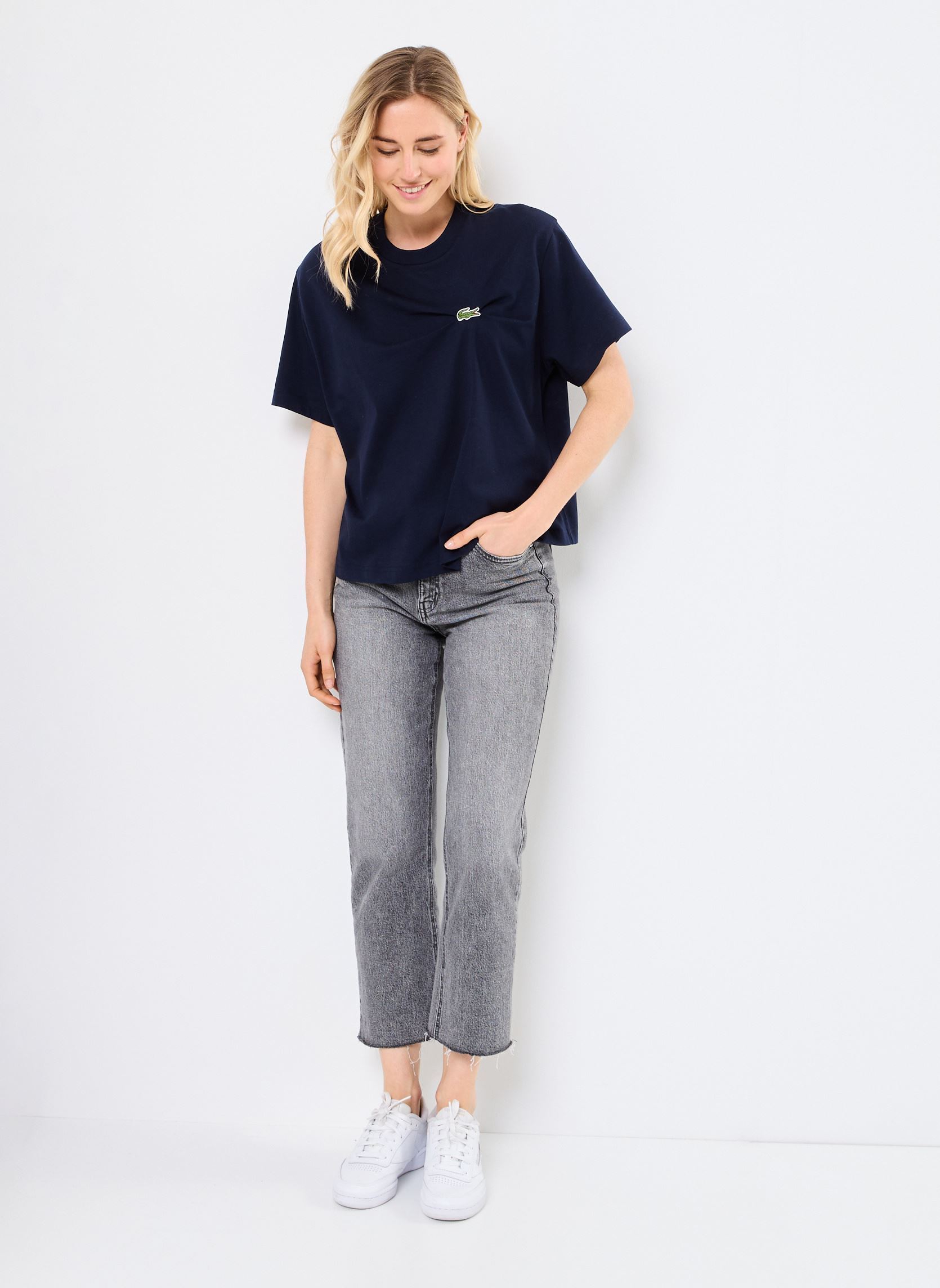 T-shirt a maniche corte Tee-shirt Lacoste TF9595 donna blu Lacoste T-shirt a maniche corte Tee-shirt Lacoste TF9595 donna blu MARINE