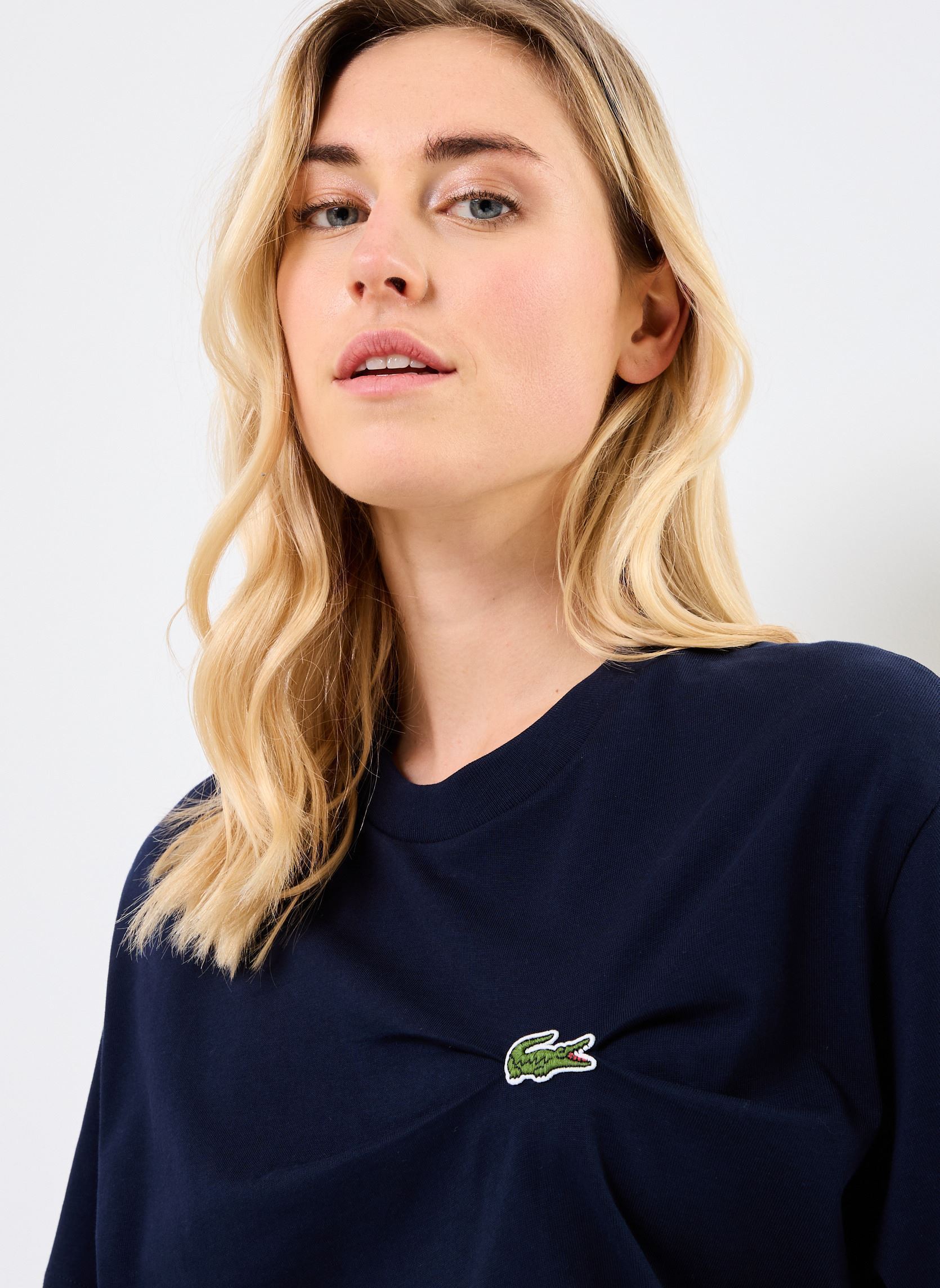 T-shirt a maniche corte Tee-shirt Lacoste TF9595 donna blu Lacoste T-shirt a maniche corte Tee-shirt Lacoste TF9595 donna blu MARINE
