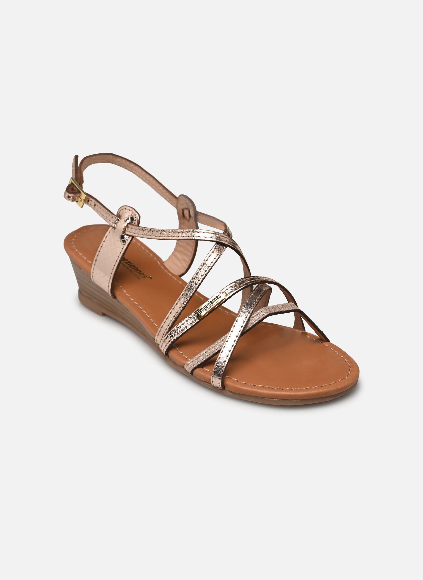 Sandalen met sleehak en plateau HARO dames goud en brons Les Tropéziennes par M Belarbi Sandalen met sleehak en plateau HARO dames goud en brons OR-MULTI