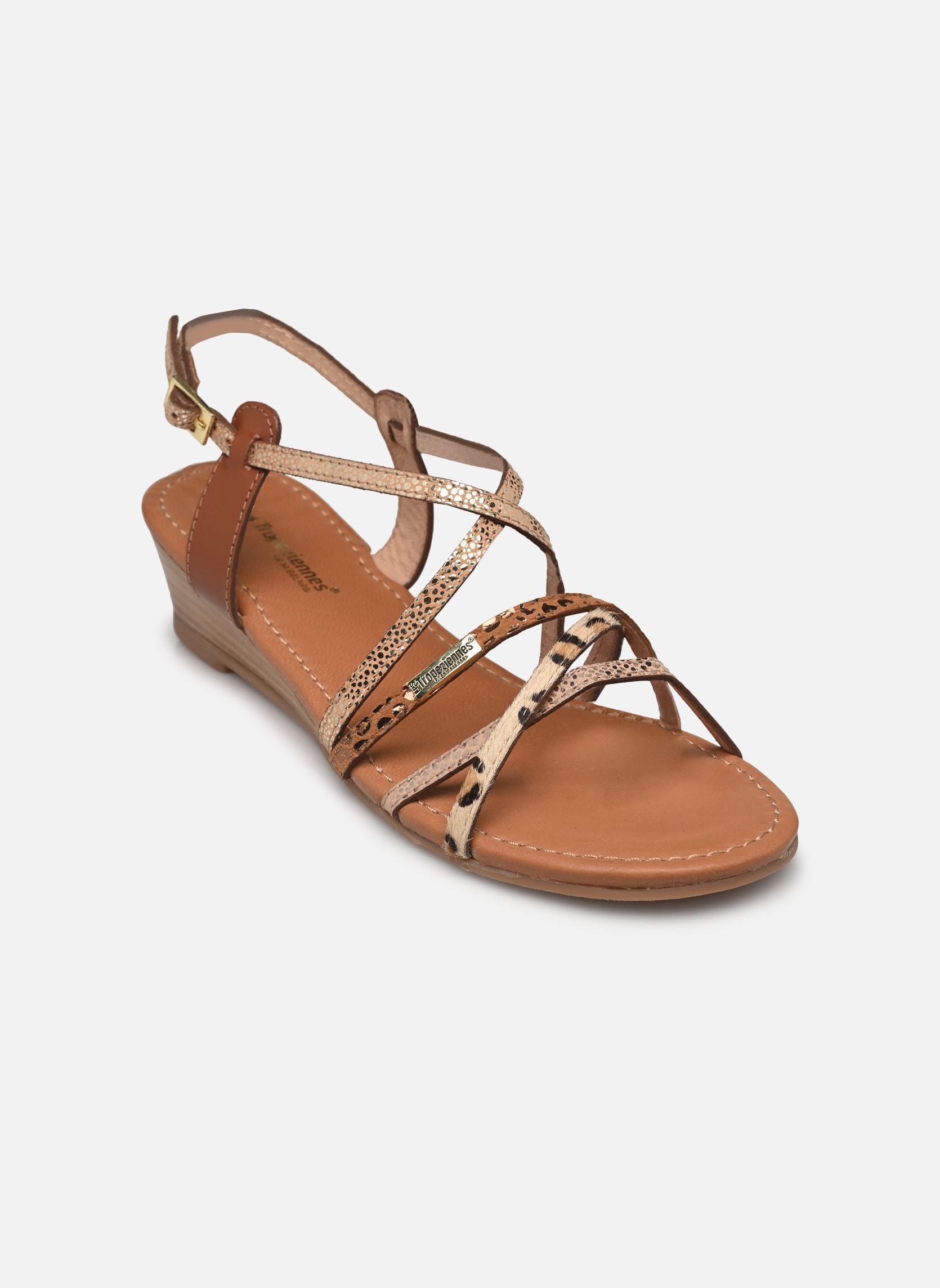 Sandalen met sleehak en plateau HARO dames beige Les Tropéziennes par M Belarbi Sandalen met sleehak en plateau HARO dames beige TAN-LEOPARD