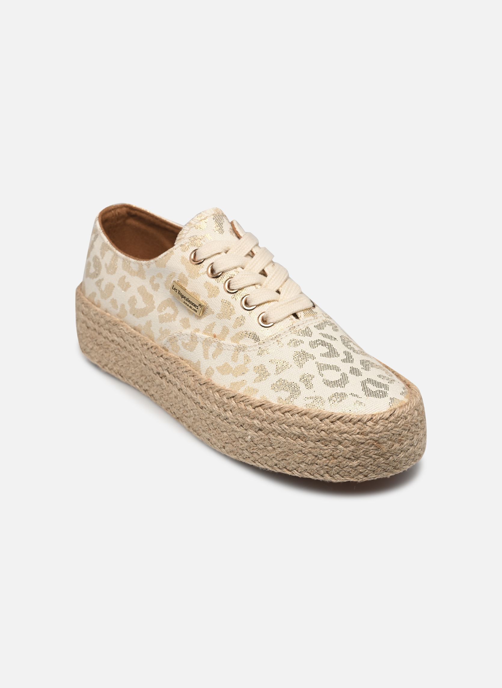Baskets toile COSMIC PRINT femme beige Les Tropéziennes par M Belarbi Baskets toile COSMIC PRINT femme beige LEOPARD