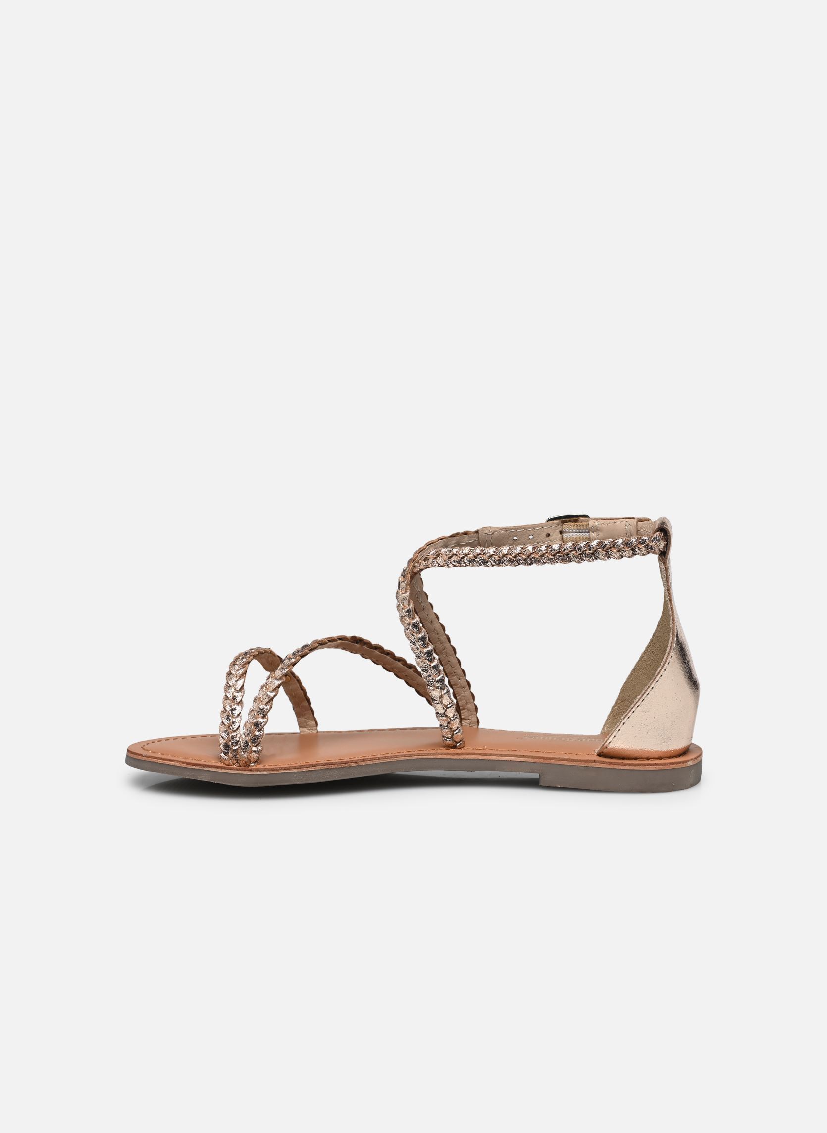 Platte sandalen DIAH dames goud en brons Les Tropéziennes par M Belarbi Platte sandalen DIAH dames goud en brons OR CRAQUELE