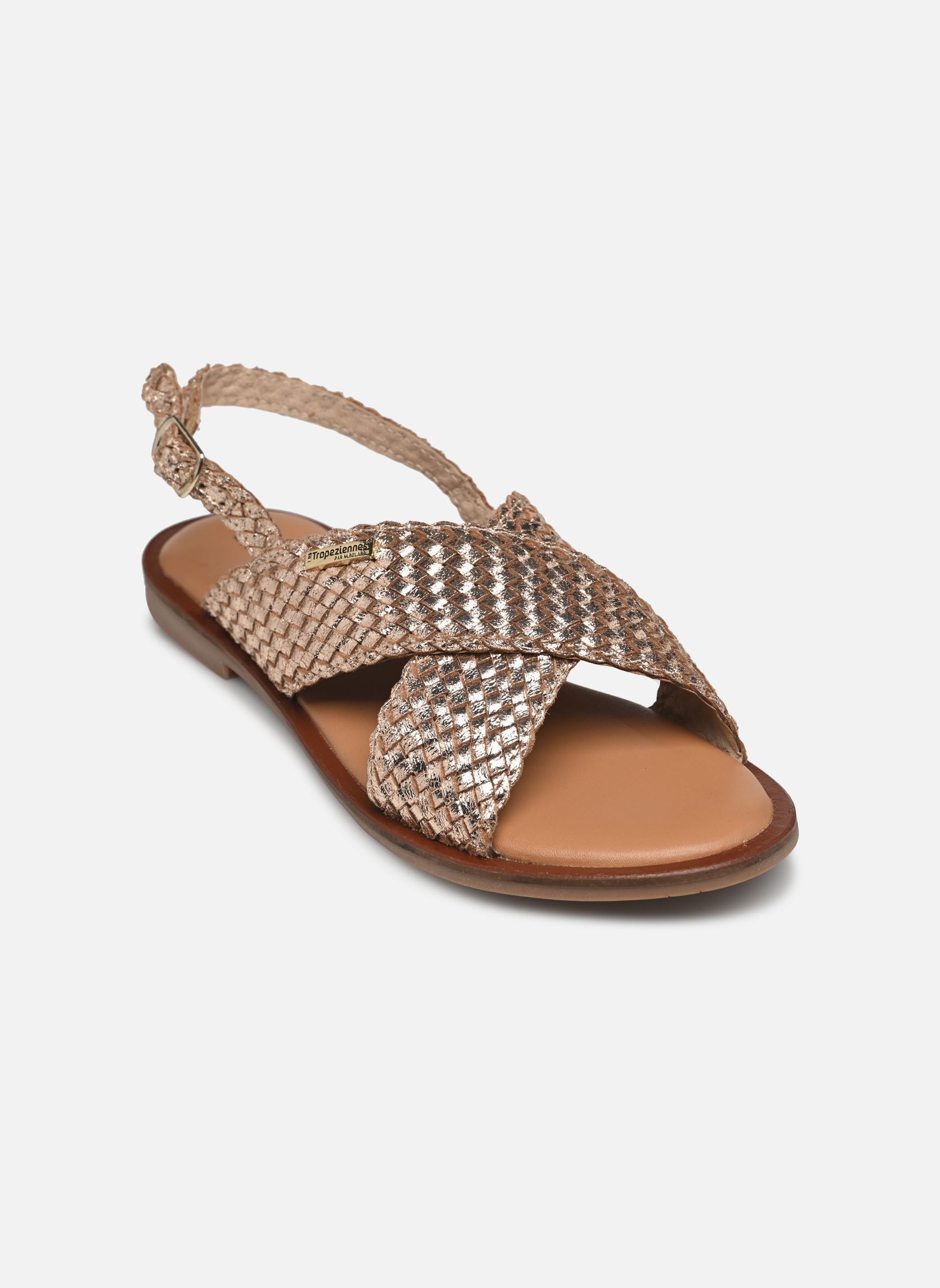 Platte sandalen DOA dames goud en brons Les Tropéziennes par M Belarbi Platte sandalen DOA dames goud en brons OR CRAQUELE