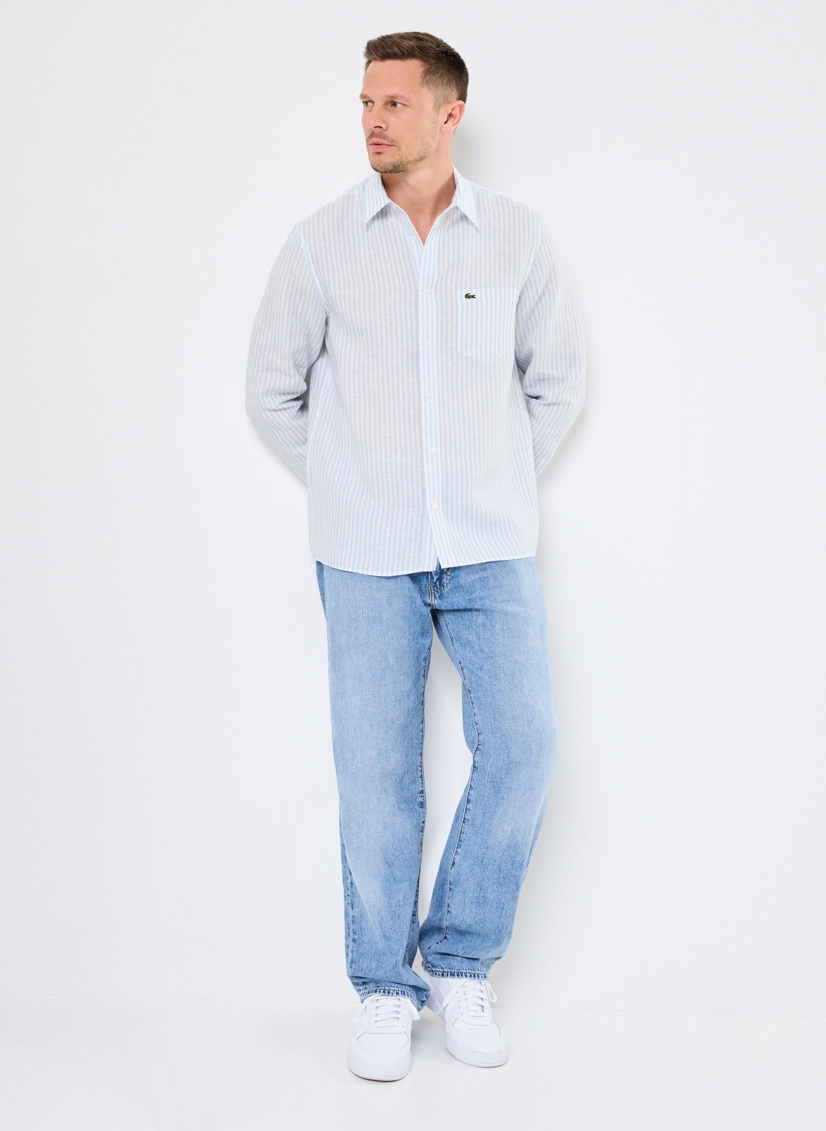 Chemises Chemise Lacoste CH6985 homme bleu Lacoste Chemises Chemise Lacoste CH6985 homme bleu PANORAMA/BLANC
