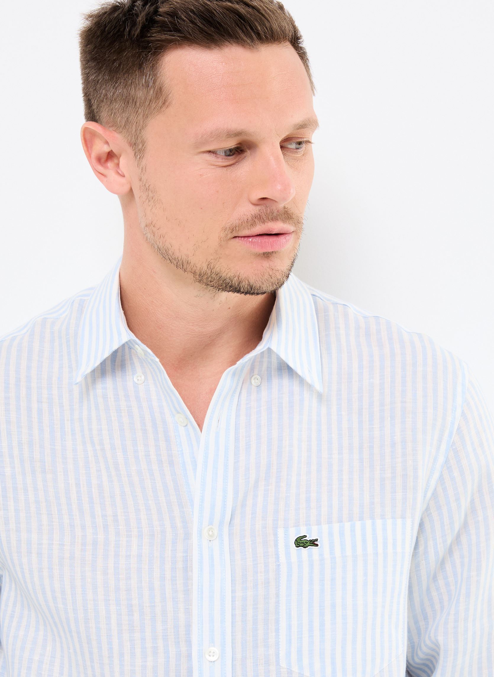 Chemises Chemise Lacoste CH6985 homme bleu Lacoste Chemises Chemise Lacoste CH6985 homme bleu PANORAMA/BLANC