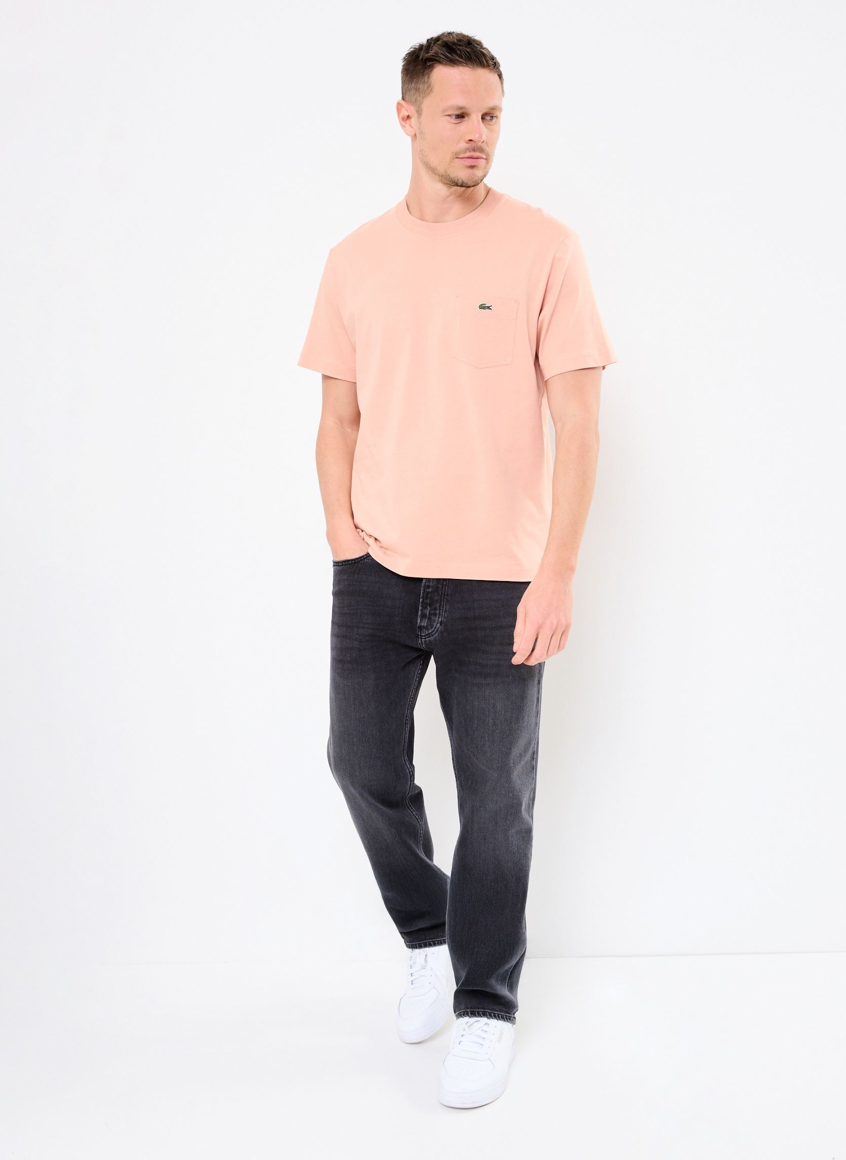T-shirt a maniche corte Tee-shirt Lacoste TH0032 uomo beige Lacoste T-shirt a maniche corte Tee-shirt Lacoste TH0032 uomo beige LATTE