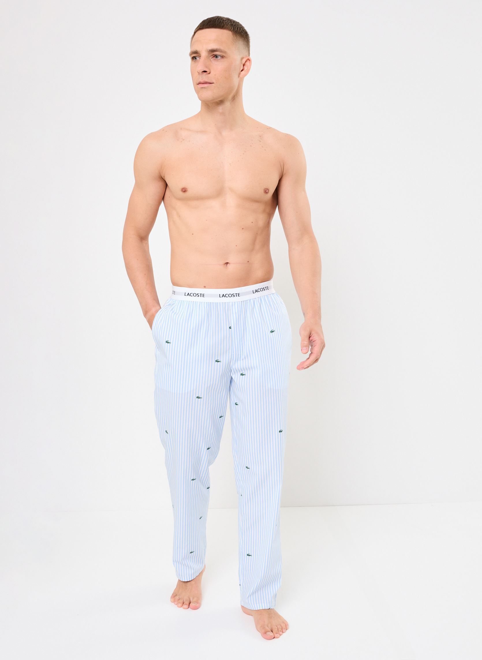 Joggings Pantalon pyjama Lacoste 3H2263 homme bleu Lacoste Joggings Pantalon pyjama Lacoste 3H2263 homme bleu PANORAMA/BLANC-VERT